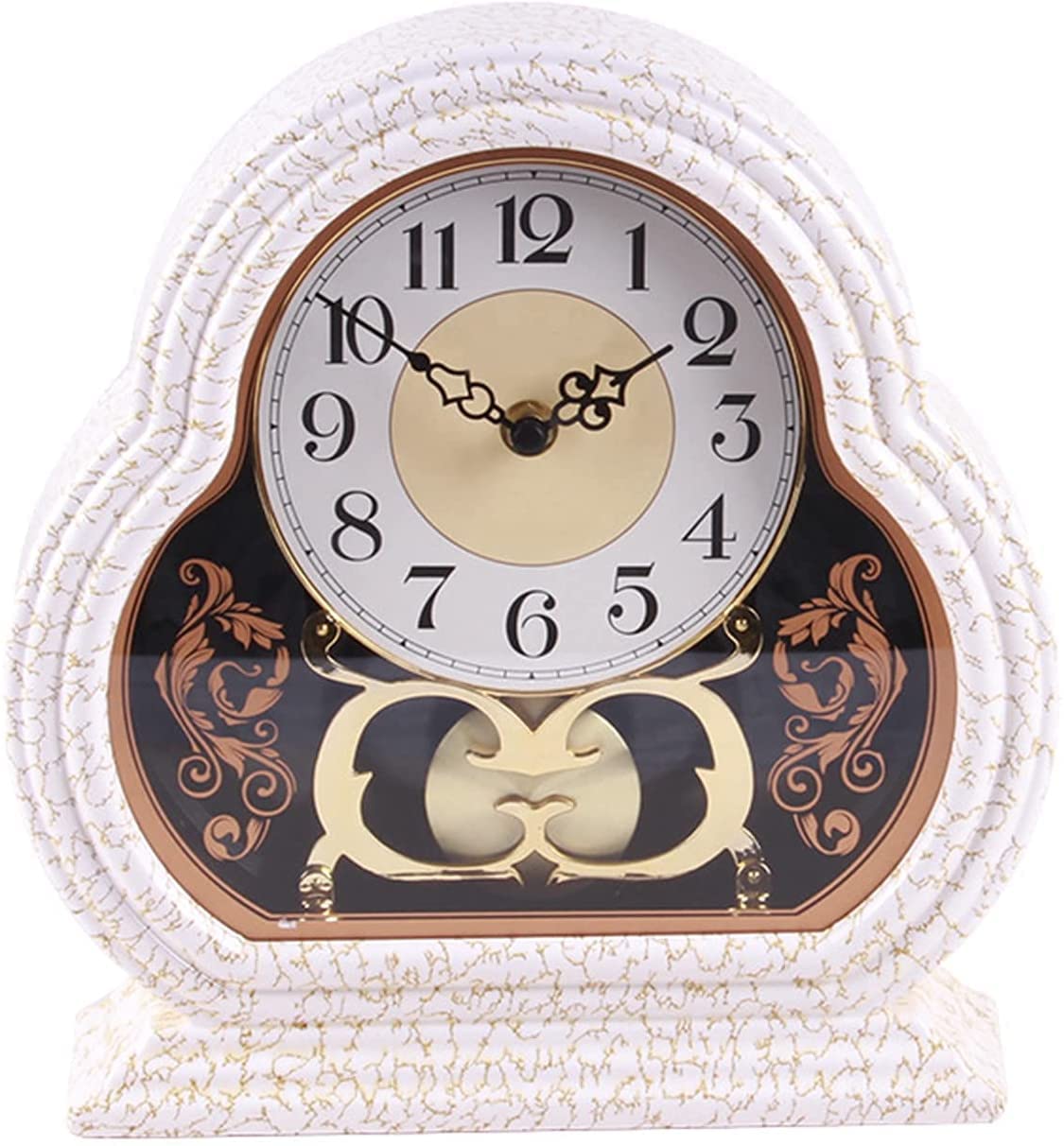 10 Inch Table Clock - Battery Operated Quartz Desk & Bedside Clock with Large Arabic Numerals - Easy Read Mantel Clock for Living Room, Bedroom, Office & Fireplace - Perfect for Home Decor, Gift & Time Management