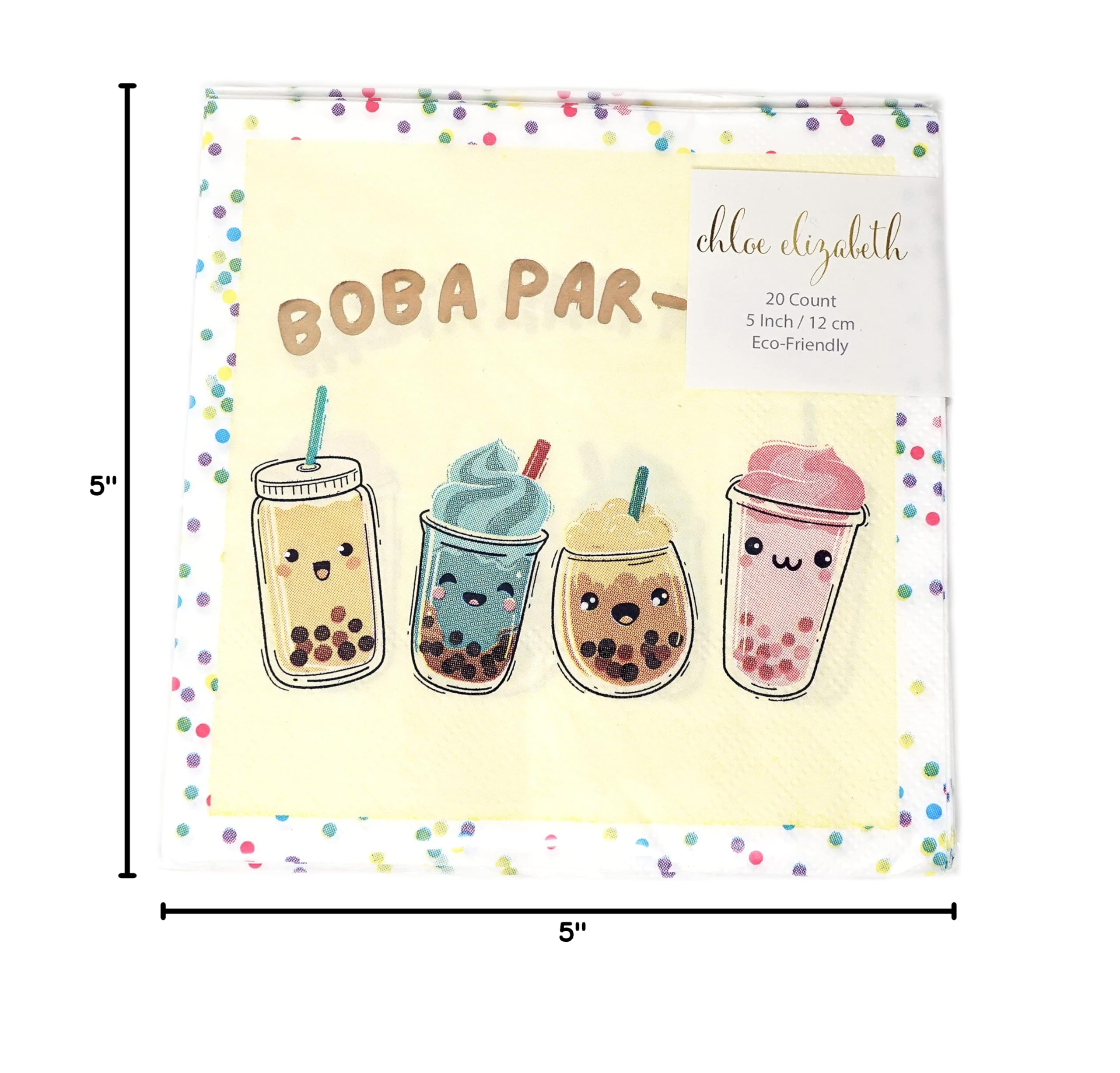 Eco-Friendly Biodegradable Paper Napkins for Boba Tea Party, 3-Pack (60 Count) - Perfect for Birthday Celebrations, Baby Showers & Themed Events