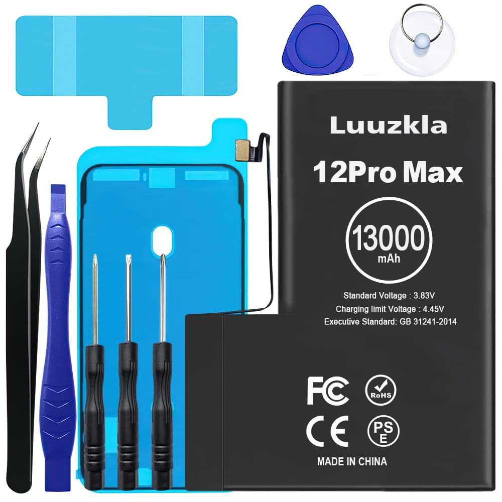 2024 Upgraded 13000mAh High-Capacity Replacement Battery for iPhone 12 Pro Max | 0 Cycle Count | Includes Full Tool Kit & 24-Month Warranty | Perfect for Travel, Outdoor Adventures & Heavy Usage
