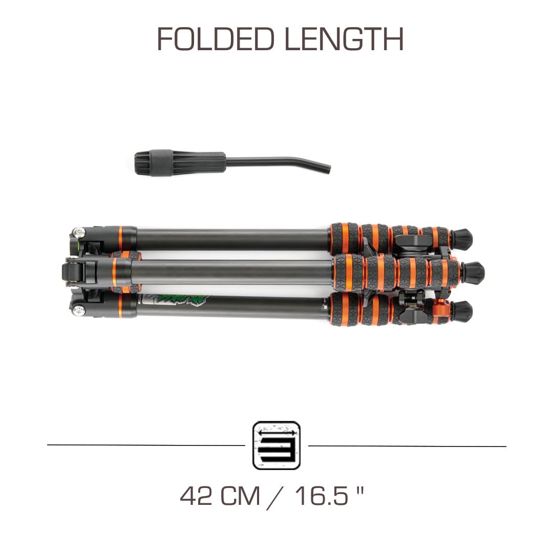 3 Legged Thing Brian Carbon Fiber Tripod - Lightweight, Compact Video Tripod Kit (Lava Black/Orange) for Travel, Vlogging & Outdoor Photography