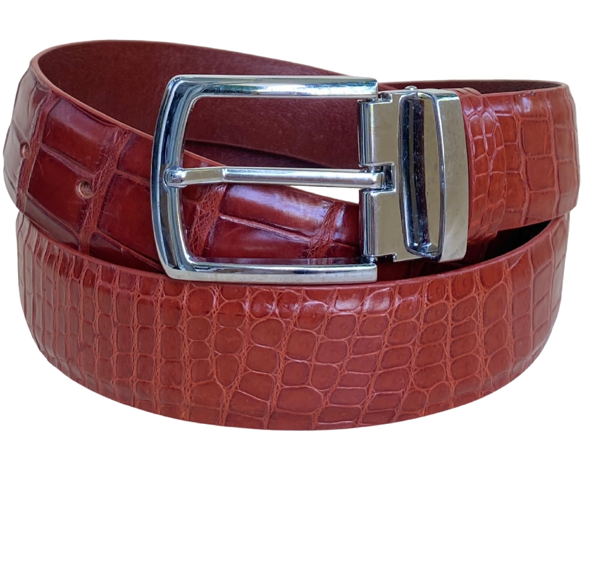 Alligator Leather Belt for Men - Handmade Genuine Leather Dress Belt with Durable Buckle - Classic Fashion Gift for Dad, Boss, Teacher - Perfect for Office, Wedding & Formal Occasions