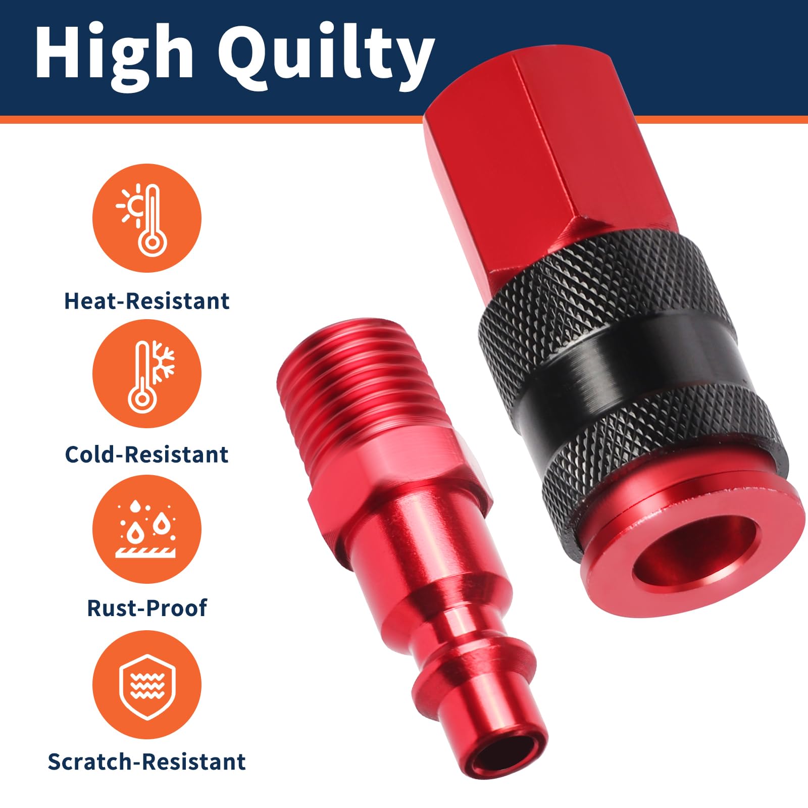 15 PCS No Rust Air Hose Fittings Kit - Quick Connect Air Compressor Accessories for Industrial Tools (Male & Female High Flow Couplers) - Perfect for Pneumatic Systems, Auto Repair & Workshop Applications