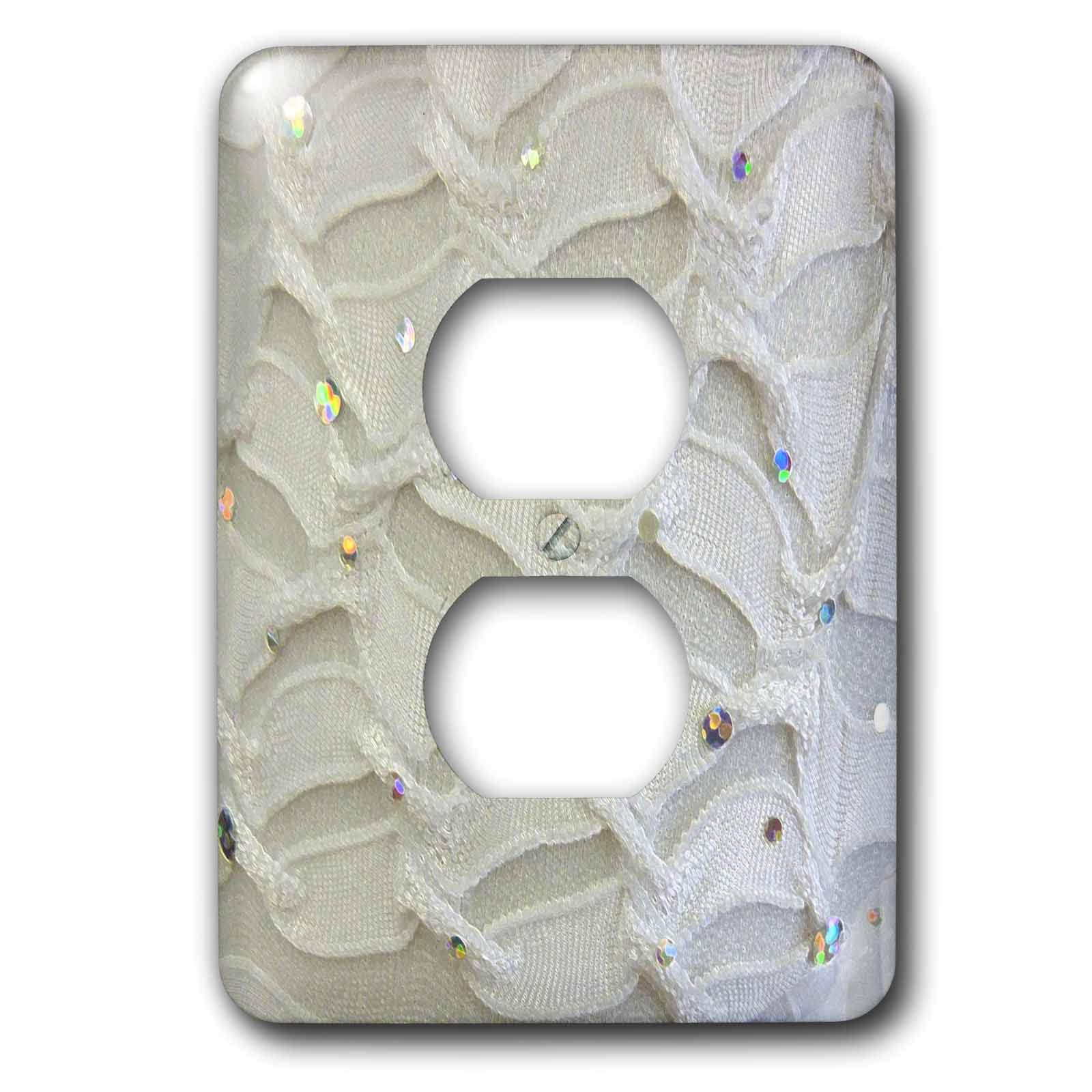 3D Rose White Sparkle 2 Plug Outlet Cover - Decorative Electrical Outlet Cover for Home, Office & Nursery Safety - Perfect for Baby Proofing and Wall Decor