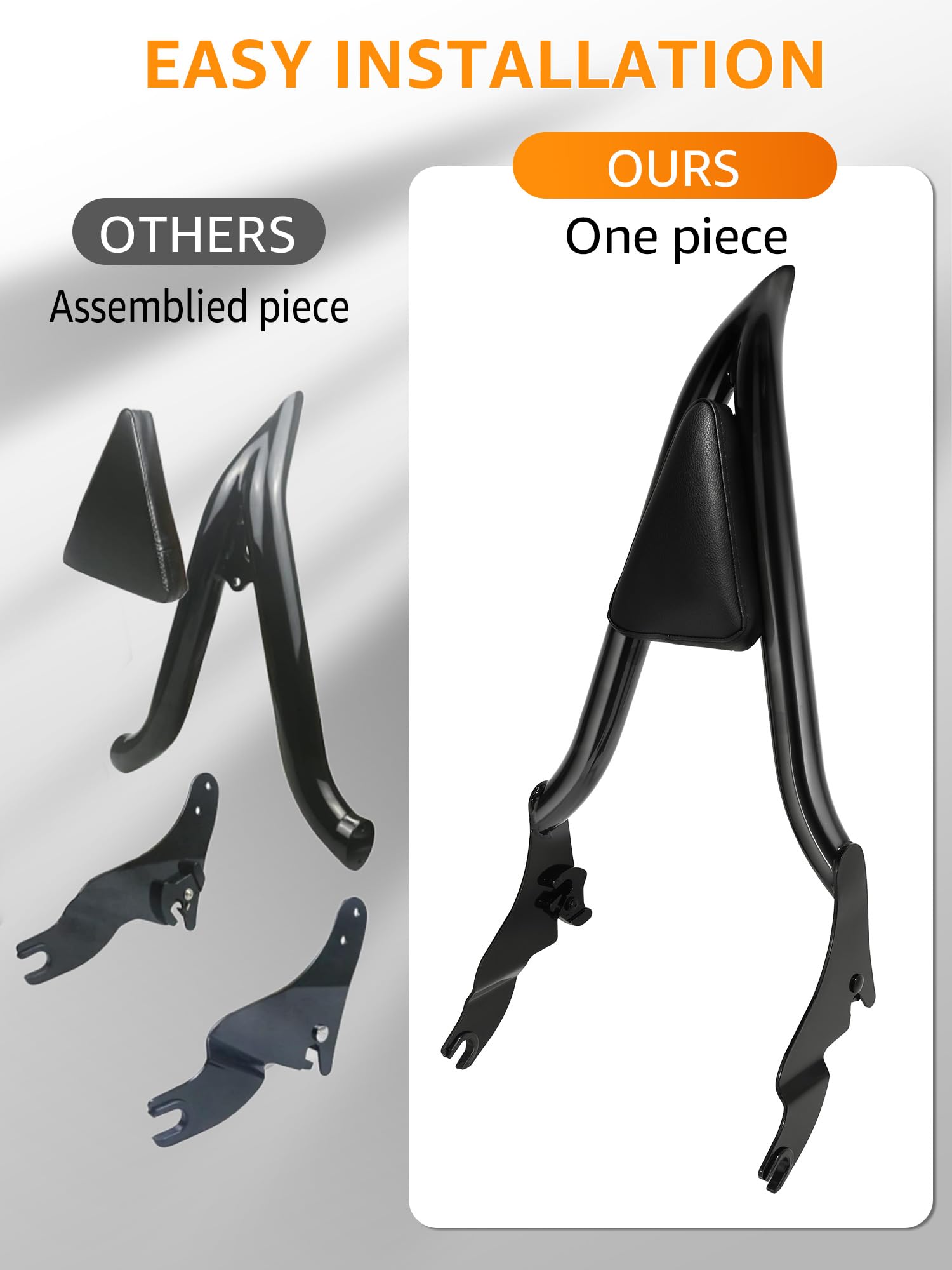 Harley Davidson Sissy Bar Backrest 2009-2025 - Quick Release Rear Passenger Seat Support for Touring, Street Glide, Road Glide, Road King, Ultra Limited & Electra Glide Models - Perfect for Long Rides & Passenger Comfort