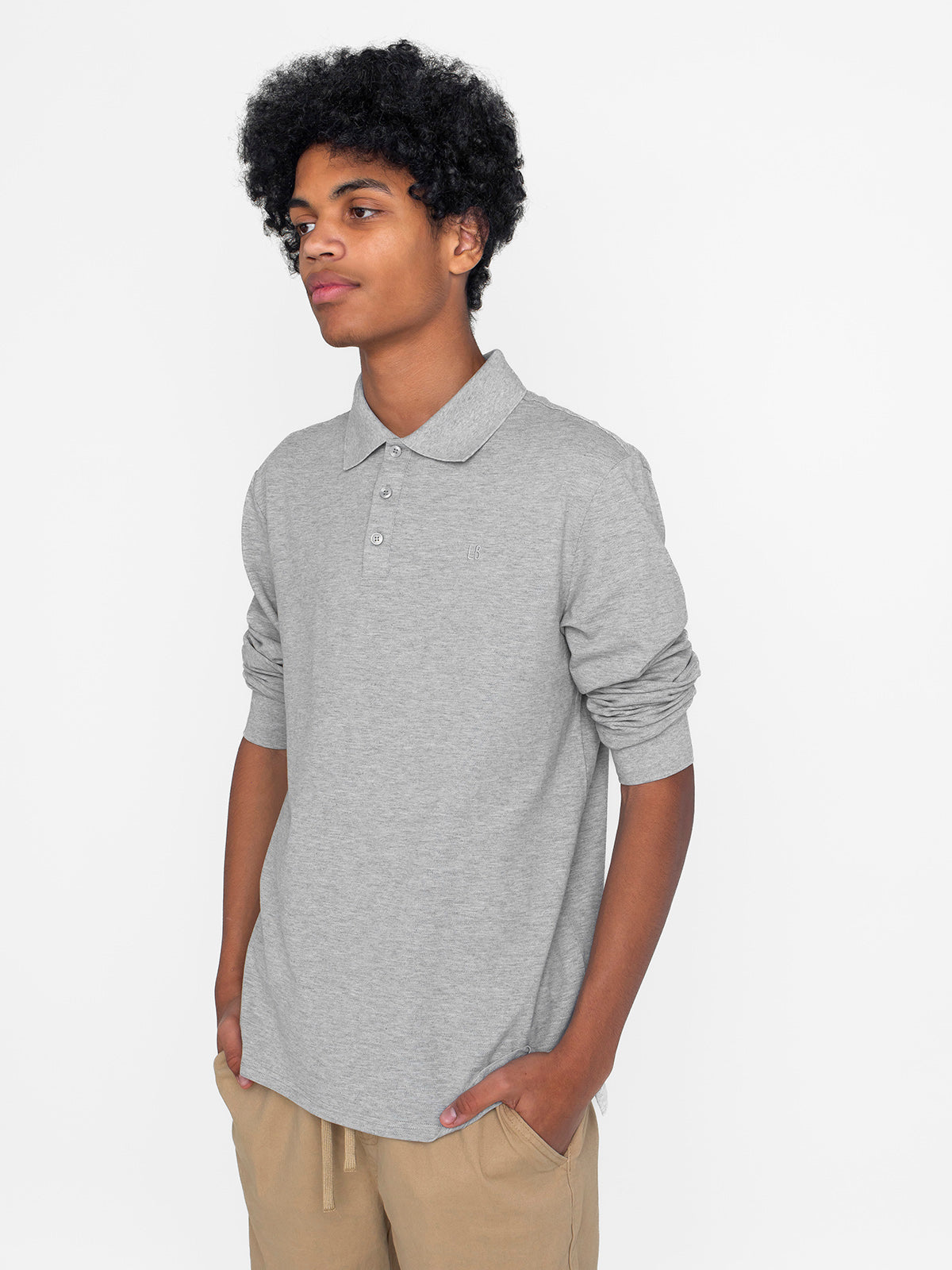 Men's Classic Long Sleeve Polo Shirt - Comfortable Cotton Blend Casual Button Down Shirt for Work, Golf & Everyday Wear - Grey
