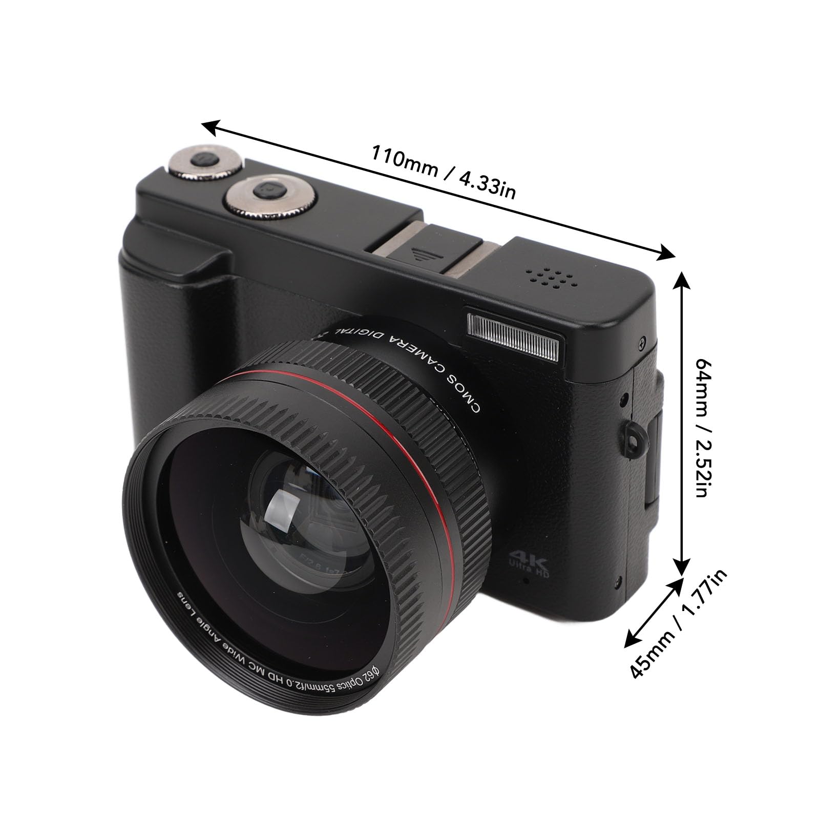 4K Digital Camera with Auto Focus & 16X Zoom - 3 Inch Flip Screen, Built-in Flash & LED Light - Compact HD Vlogging Camera for YouTube, Travel & Selfie Photography (Ideal for Beginners & Content Creators)
