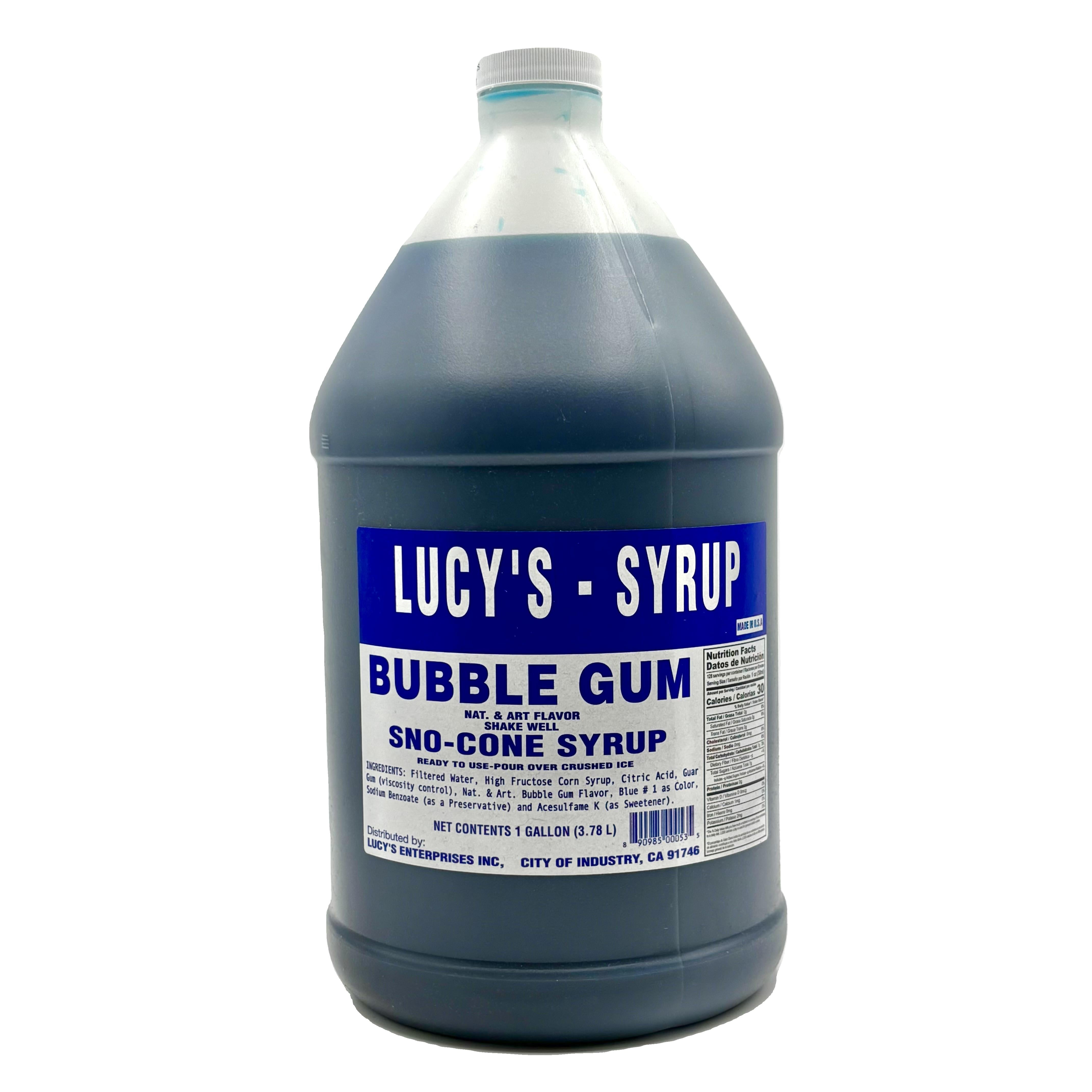 Lucy's Snow Cone Syrup Bubble Gum Flavor - 128oz Large Bottle for Snow Cones, Shaved Ice, Slushies & Bubble Gum Treats - Perfect for Parties, Carnivals & Summer Refreshments