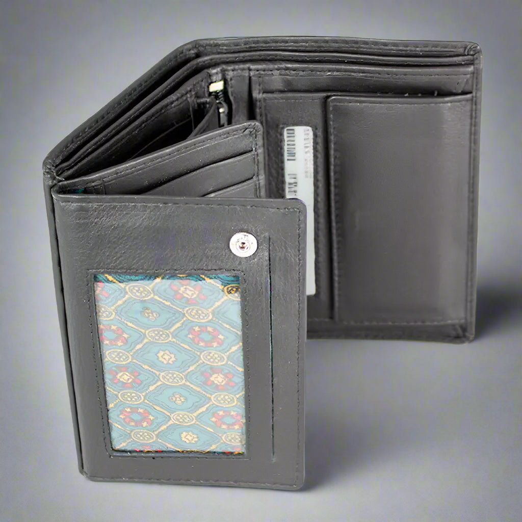 Premium Men's Leather Wallet - RFID Blocking Snap Close Flip Trifold Design - Perfect for Everyday Carry, Travel & Business (JBG International)