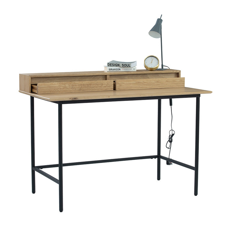 DOVER Study Desk 120cm - Natural & Black Home Office Desk for Students & Professionals - Perfect for Small Spaces, Bedrooms & Dorm Rooms