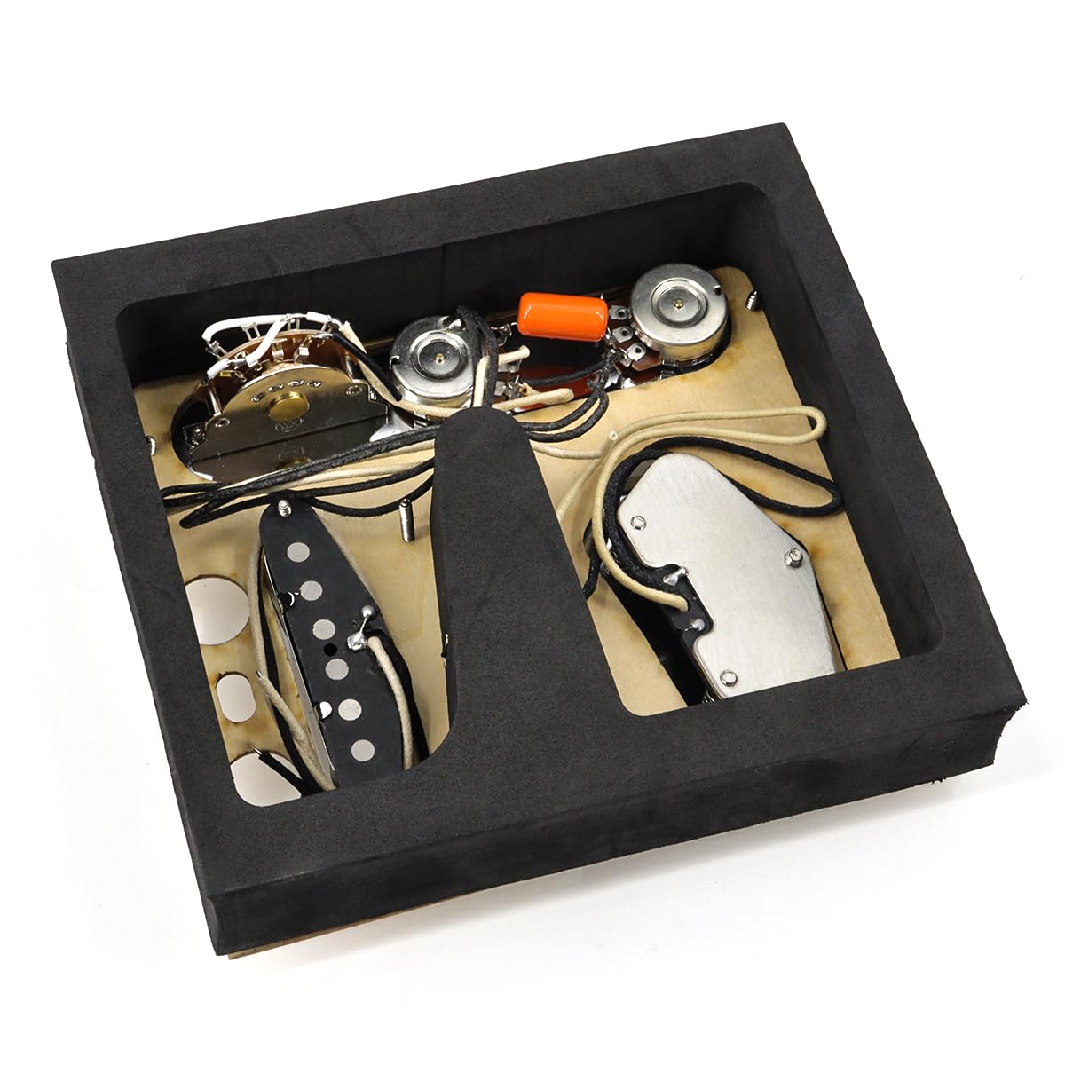 6-String Saddle Bridge Plate with Prewired 3-Way Switch & Neck Pickup Set - Chrome Replacement Parts for Squier Telecaster Electric Guitar | Perfect for DIY Guitar Upgrades & Professional Repairs