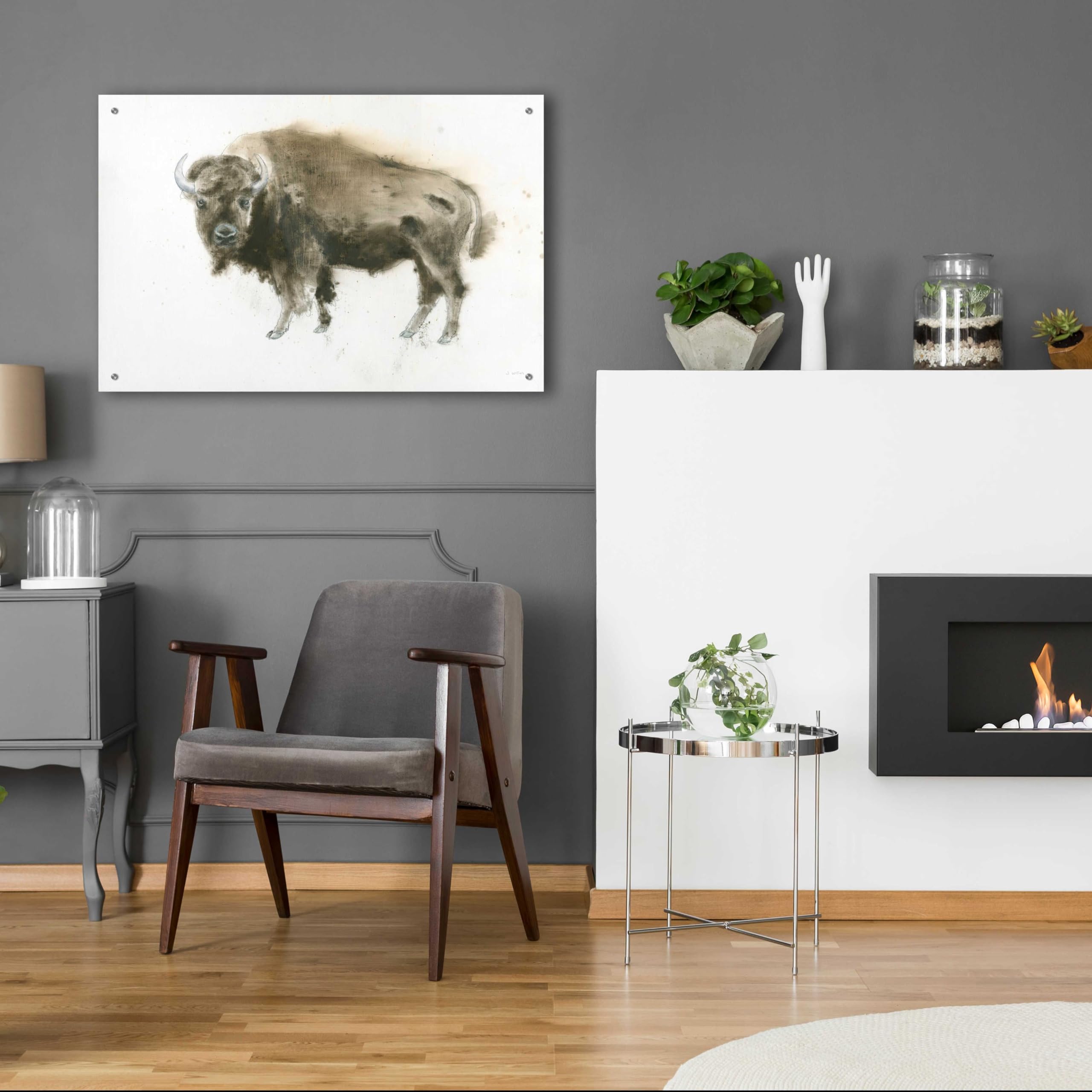 Buffalo Bill Acrylic Glass Wall Art by James Wiens - 36x24 Inches Western Cowboy Painting for Home & Office Decor - Perfect for Living Room, Bedroom or Western Theme Interior Design