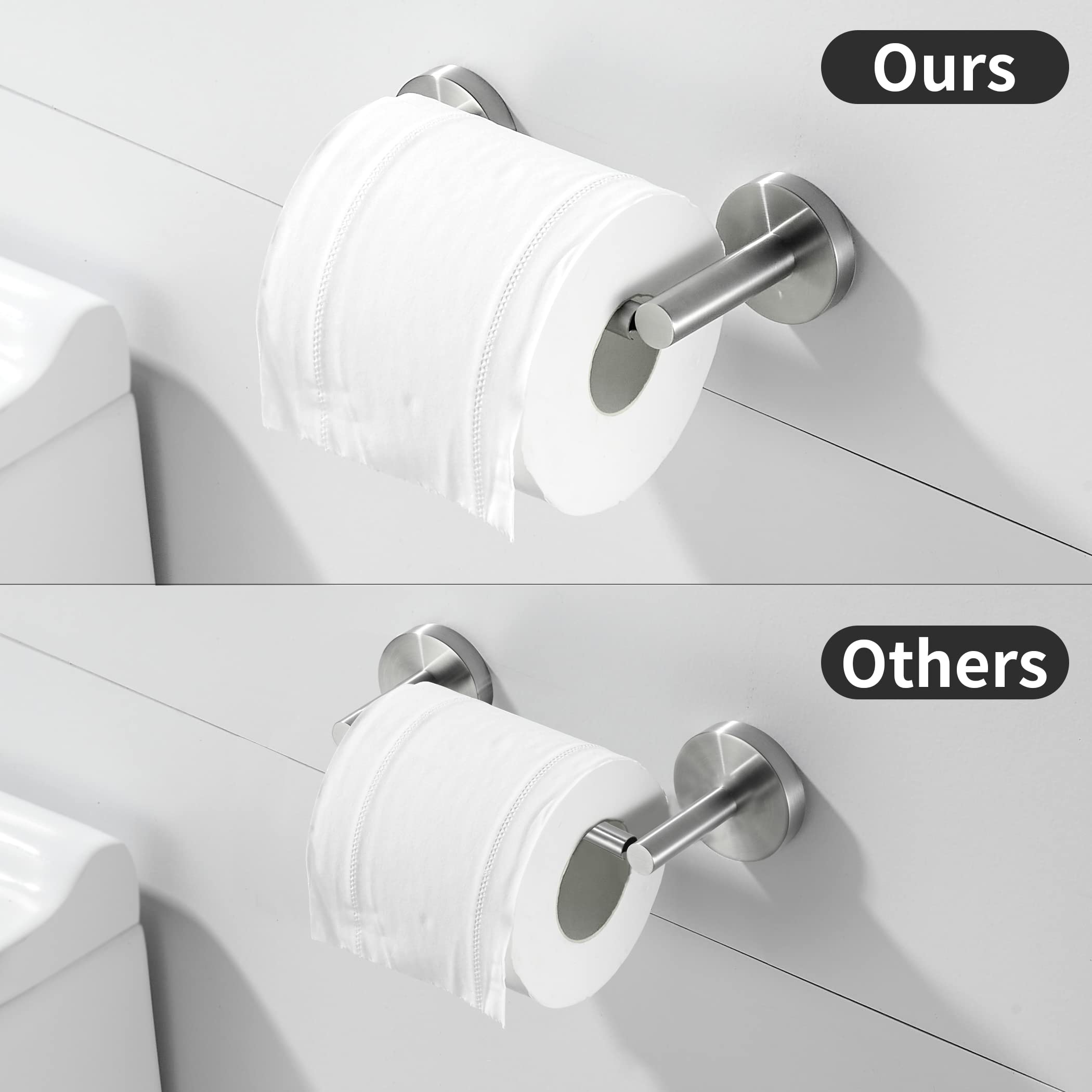 WEIKO Brushed Nickel Toilet Paper Holder & Towel Ring Set - Stainless Steel Wall Mounted Bathroom Accessories (2-Piece) - Perfect for Modern Bathrooms, Powder Rooms & Guest Baths