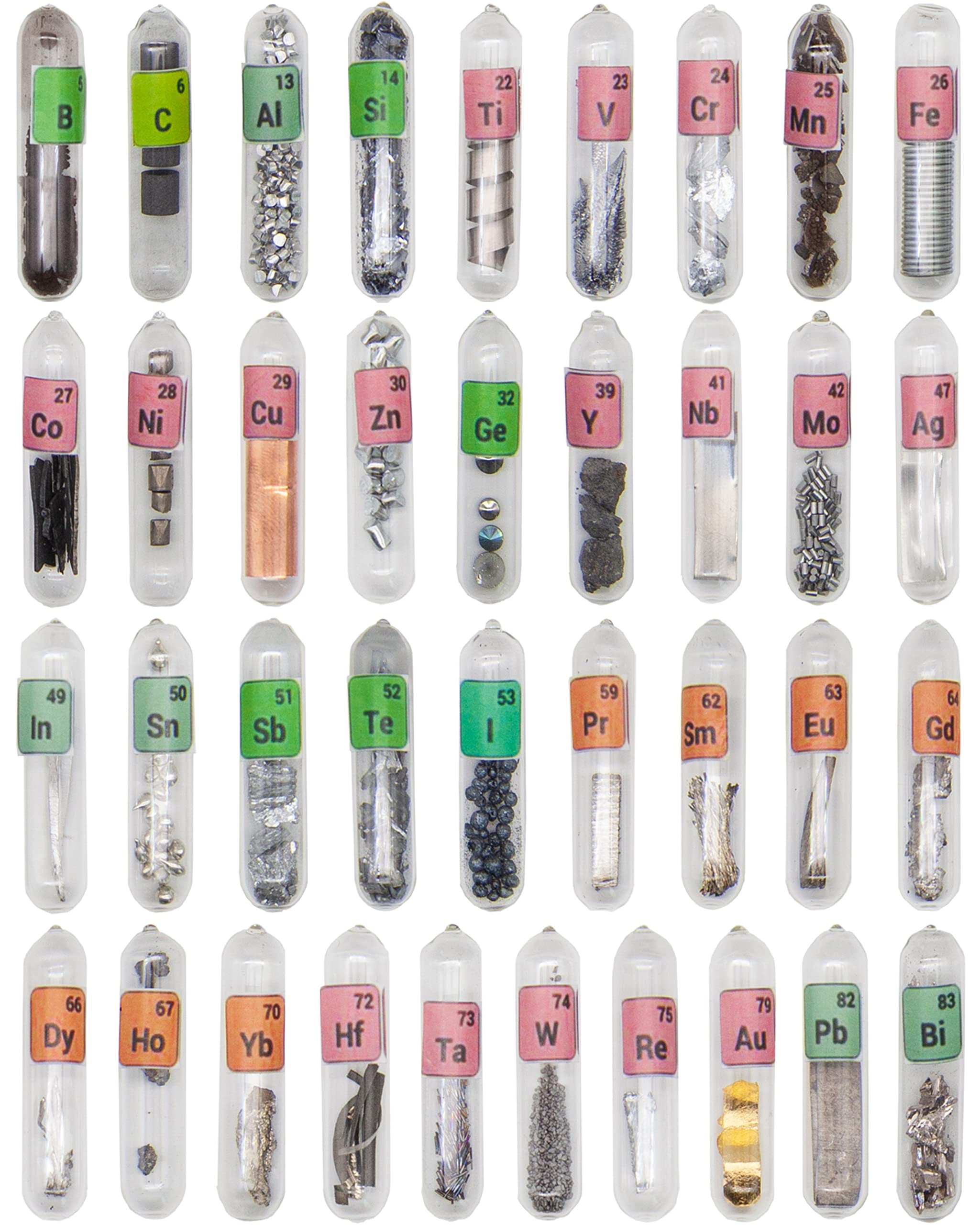 Periodic Table Elements Set - 99.99% Pure Real Elements Sealed in Glass Tubes (37 Pieces) | Perfect for Science Gifts, Classroom Teaching, Home Display & Collector's Showcase | STEM Education & Chemistry Enthusiast Collection