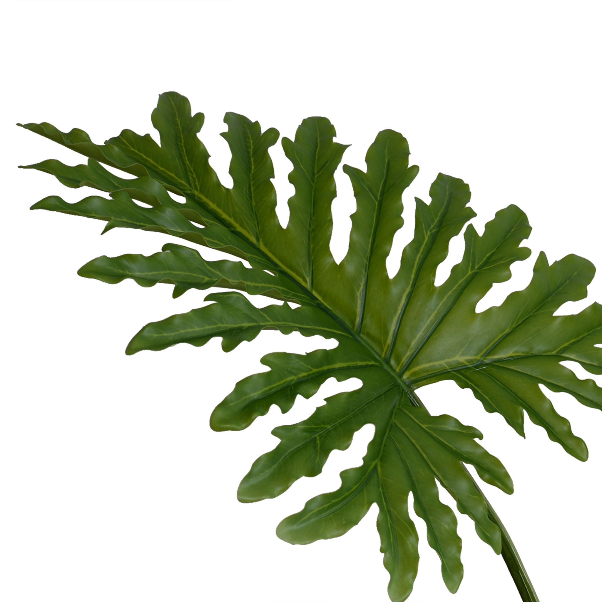 28 Pack Artificial Philodendron Selloum Leaves in Glass Vase - Realistic Fake Tropical Greenery for Home Decor, Wedding Centerpieces, and Office Plants