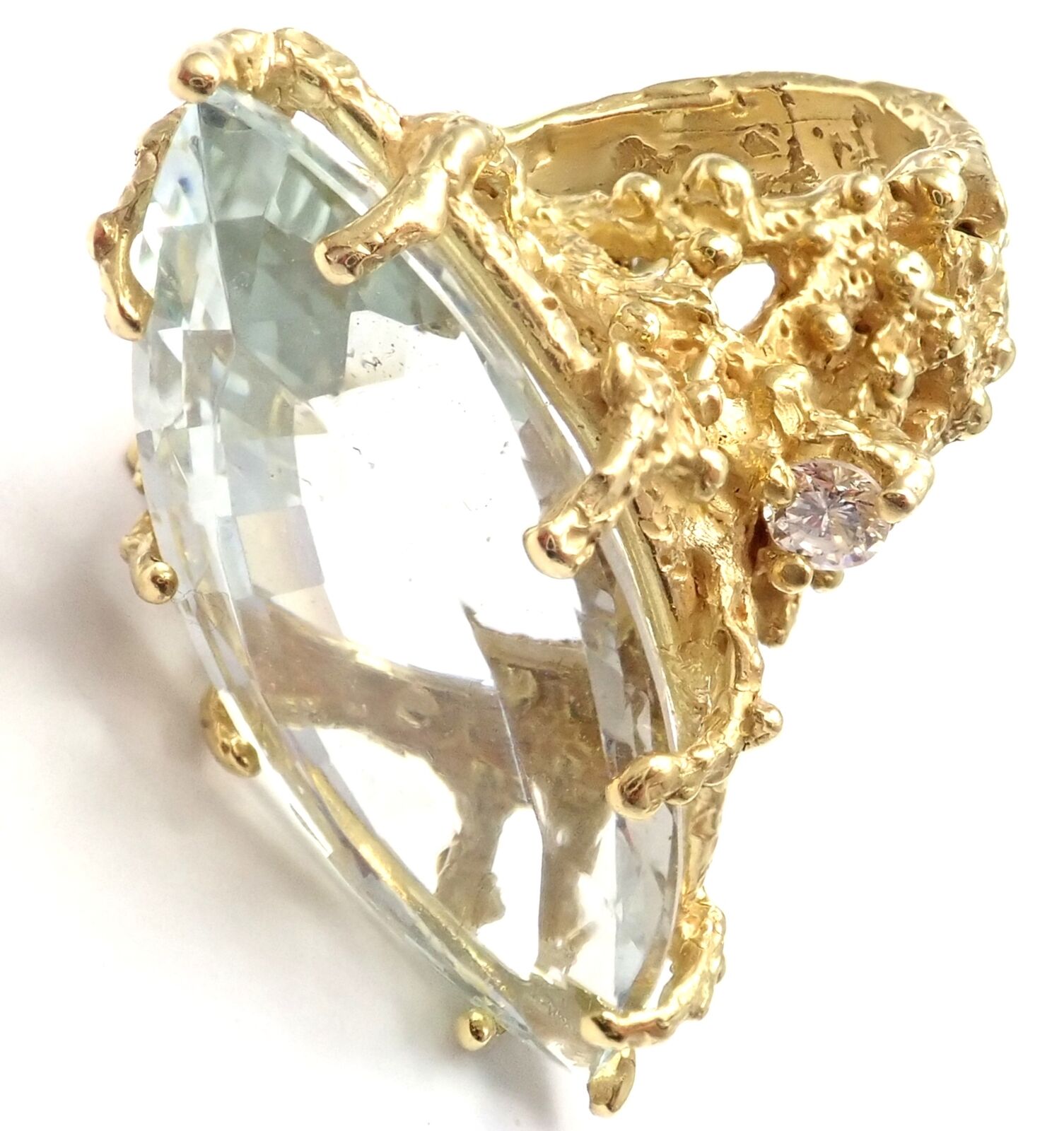 Authentic House of Murat 25ct Aquamarine Diamond Ring - Luxury Statement Jewelry for Weddings, Anniversaries & Special Occasions
