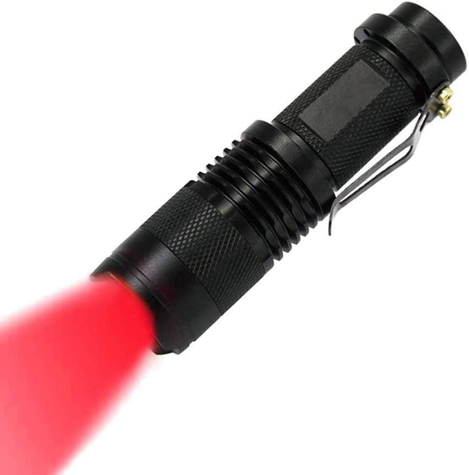 MODOAO Mini LED Flashlight with Green/Red/Blue Light - 3 Modes for Camping, Hiking, Night Vision, Fishing & Cycling - Compact & Bright for Outdoor Adventures, Emergency Kits & Nighttime Activities (Red)