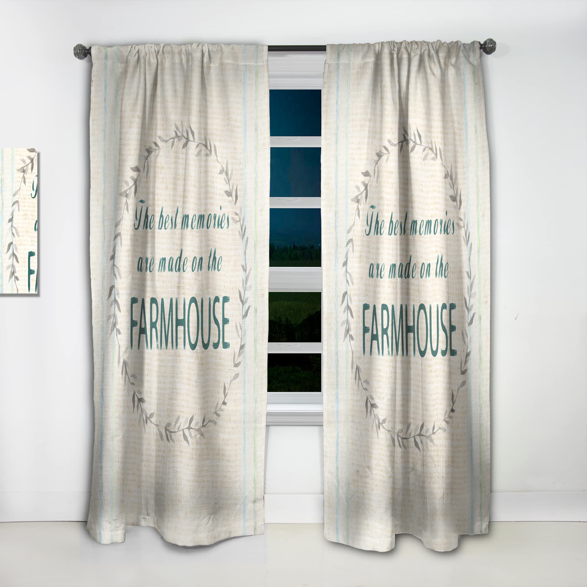 DesignQ Farmhouse Floral XV Thermal Insulated Curtains - 52x108 Inch Single Panel for Bedroom & Living Room - Energy Saving Window Treatment for Cozy Home Decor