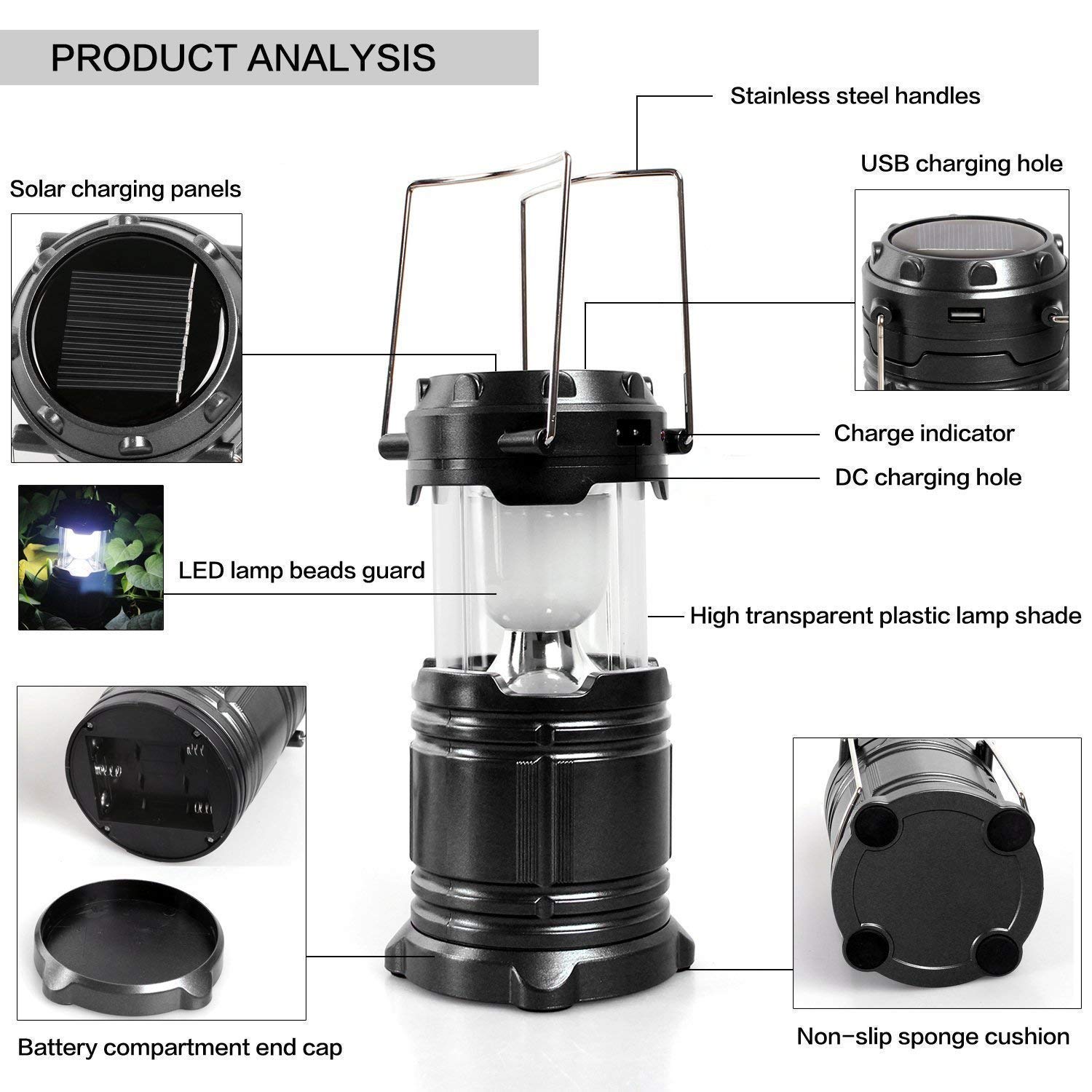 MJ Traders - Magic Cool Camping Lights XF-5802, 1W+6LED+3 Color LED, Portable Outdoor Lighting for Camping, Hiking, Backyard & Emergency Use