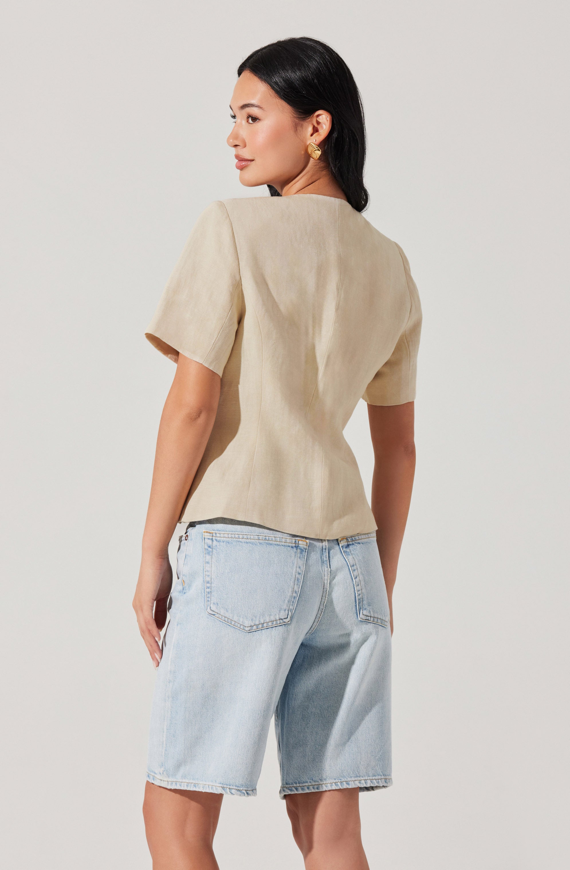 Saige Cutaway Linen Blend Jacket - Lightweight Summer Blazer for Women | Office Wear, Casual Outfits & Special Occasions