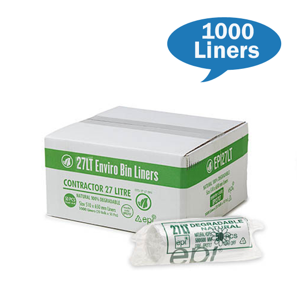 Eco-Friendly 27L Kitchen Trash Bags - Biodegradable & Compostable Bin Liners for Waste Disposal | Perfect for Home, Office & Outdoor Use