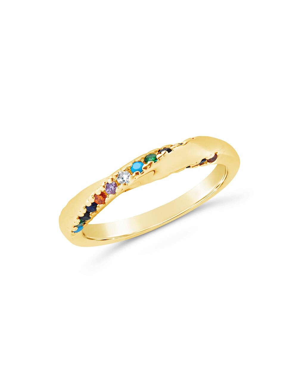 Senta Rainbow CZ Twist Ring - Elegant Cubic Zirconia Fashion Jewelry for Women, Perfect for Parties, Weddings & Daily Wear