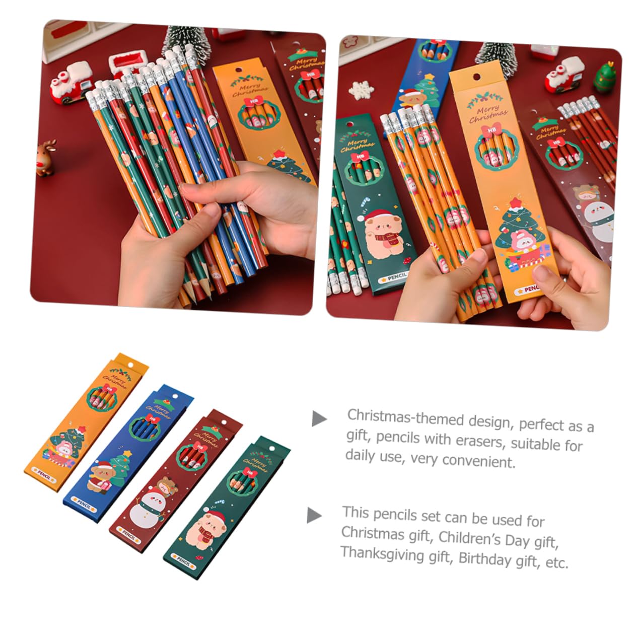 DIYEAH 4 Boxes Wooden Portable Drawing Pencils - Assorted Lead Hardness for Artists & Sketching - Perfect for Christmas Gifts, School Supplies & Office Use
