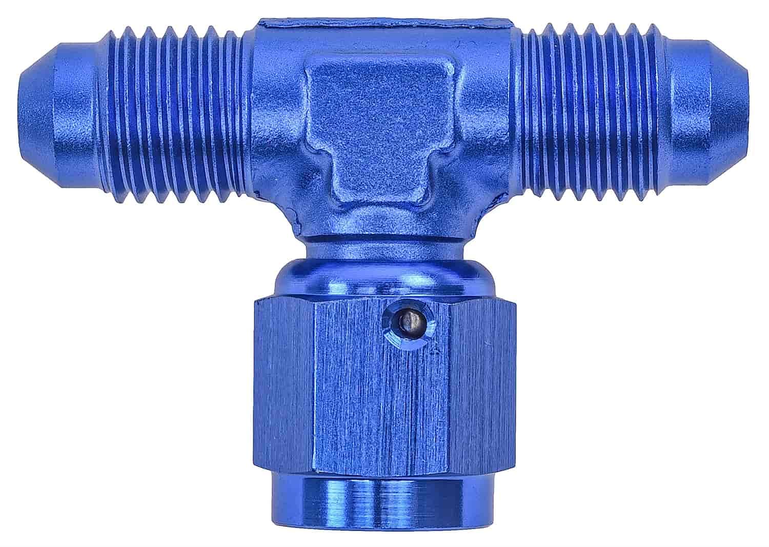 JEGS 108363 -4 AN Male to -4 AN Male Tee Adapter Fitting with -4 AN Female Swivel | High Performance Fuel & Oil Line Connector for Automotive, Racing & Marine Applications