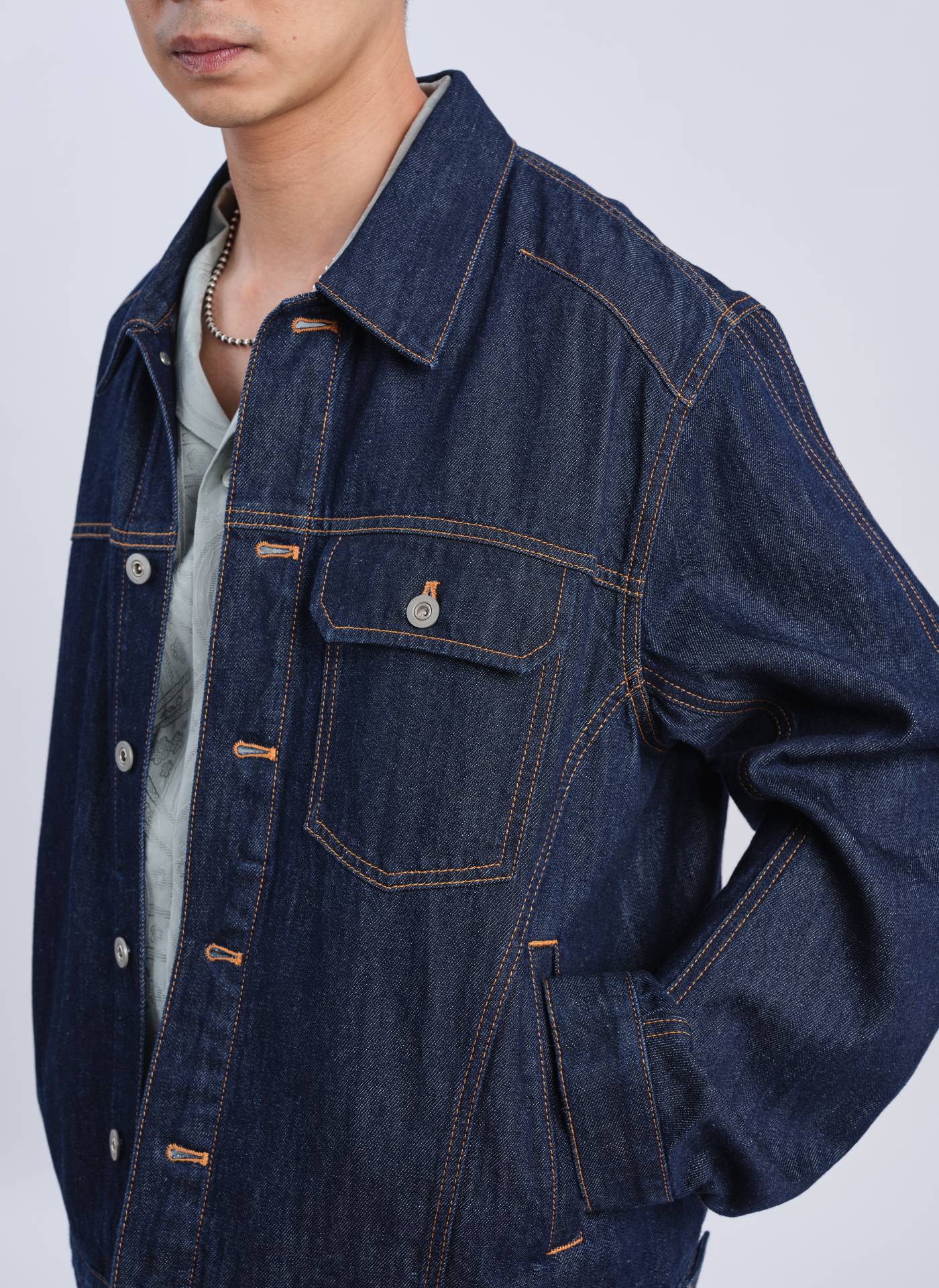 Indigo Cotton Linen Denim Jacket for Women - Vintage Washed Denim Coat with Button Front - Casual Outerwear for Spring, Fall & Travel