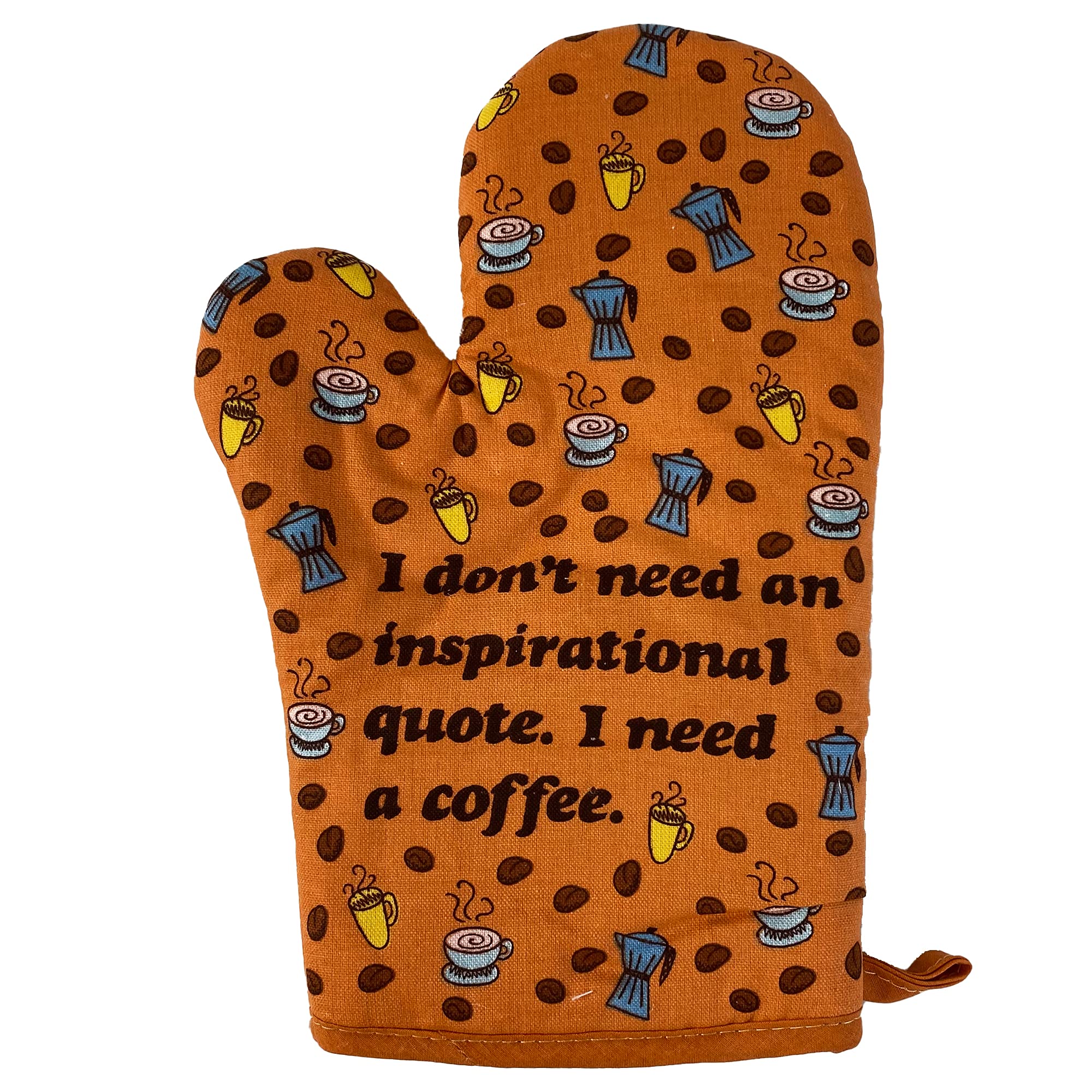 Funny Coffee Lover Oven Mitt - Crazy Dog T-Shirts 'I Need Coffee' Graphic Kitchen Glove for Baking & Cooking | Novelty Orange Kitchen Accessory for Coffee Enthusiasts, Perfect for Morning Brews & Gift Giving