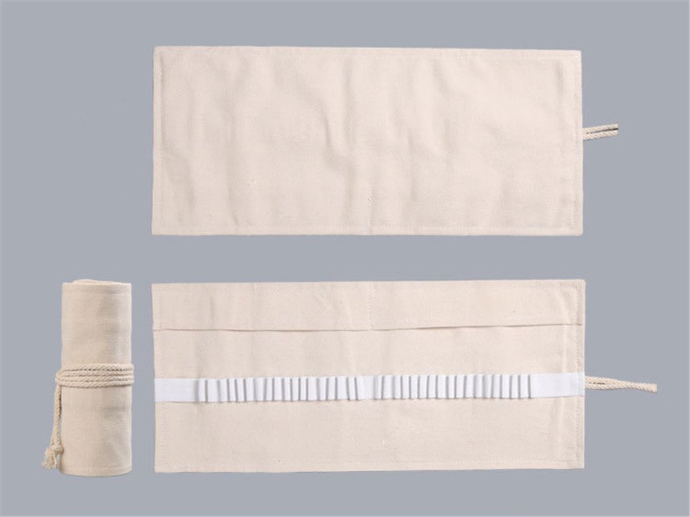 Large Capacity Canvas Roll Up Pencil Case with 72 Loops - Natural Eco-Friendly Pen Organizer for Artists, Students & Office Supplies - Perfect for School, Travel & Art Studio Organization