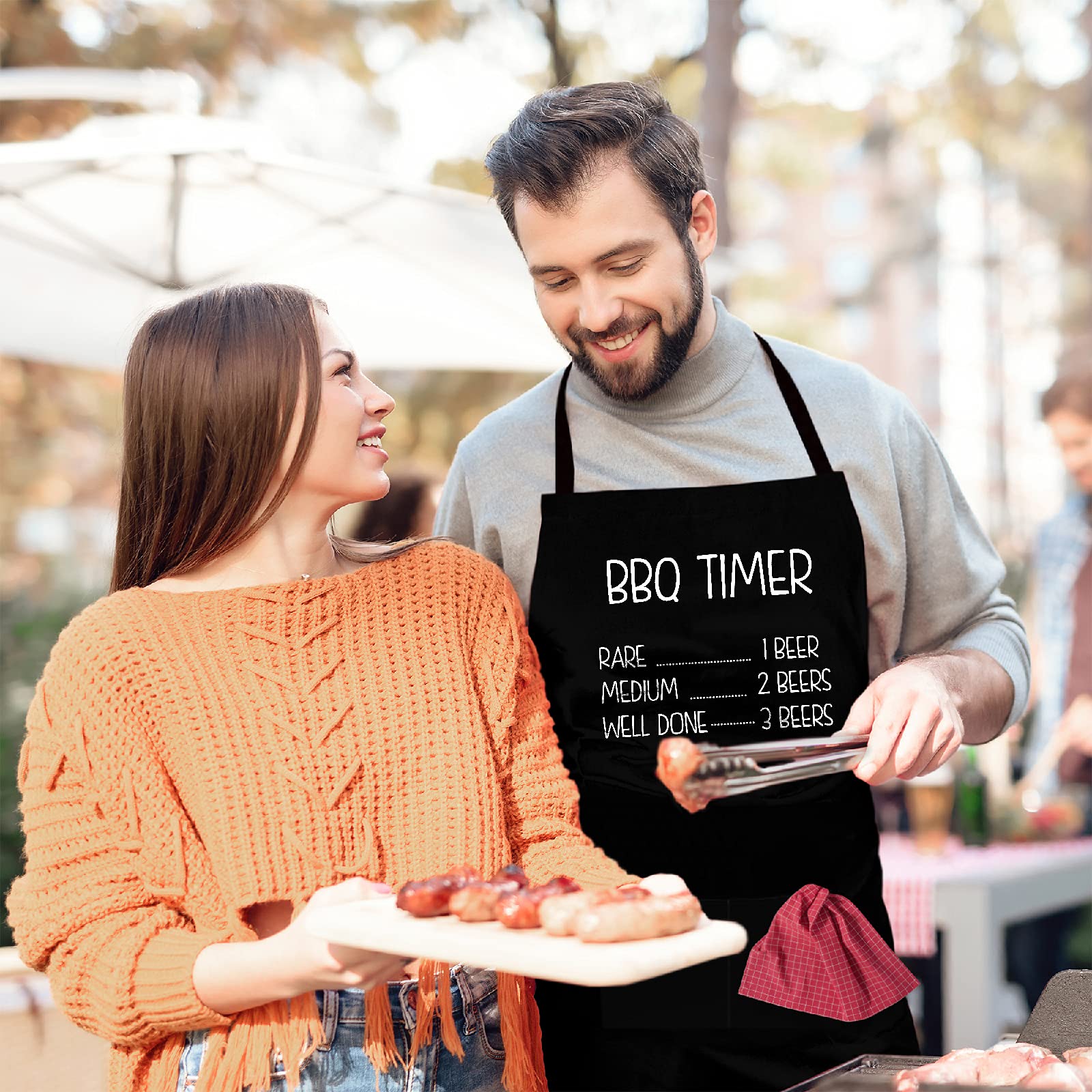 Funny BBQ Aprons for Men - Durable & Adjustable Grilling Apron with Pocket - Perfect Gift for BBQ Lovers, Outdoor Cooking & Backyard Parties