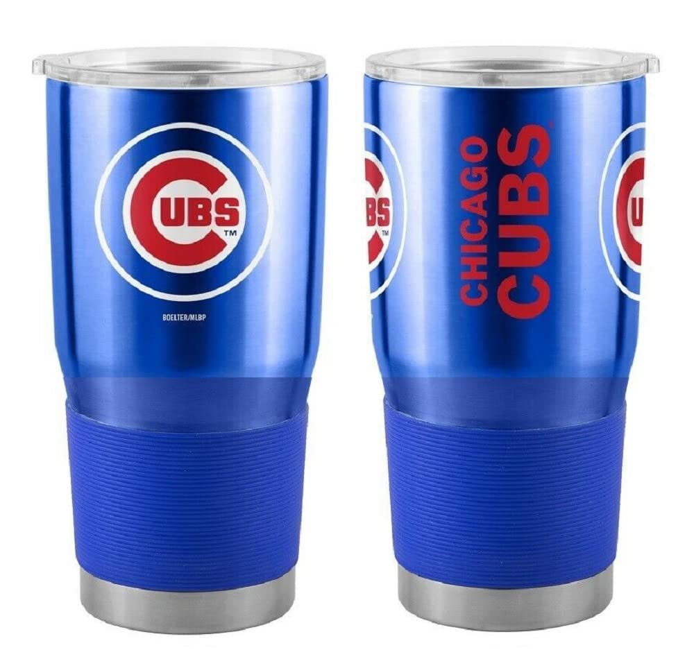 Chicago Cubs 30oz Stainless Steel Tumbler with Lid & Straw - Insulated Travel Mug for Hot & Cold Drinks - Perfect for Baseball Games, Office & Outdoor Adventures