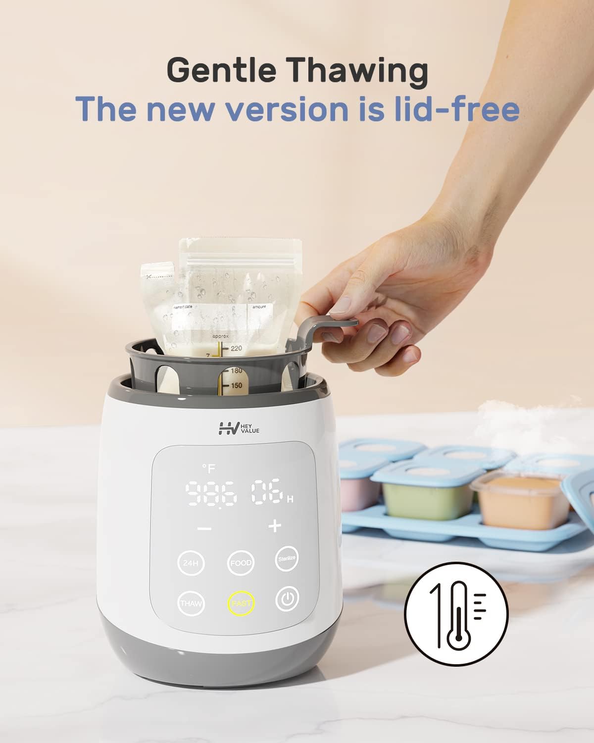 HEYVALUE 10-in-1 Bottle Warmer & Baby Food Heater - Fast BPA-Free Milk Warmer with LED Display & Precise Temperature Control for Breastmilk, Formula - Perfect for Night Feedings, Travel & Daycare Use