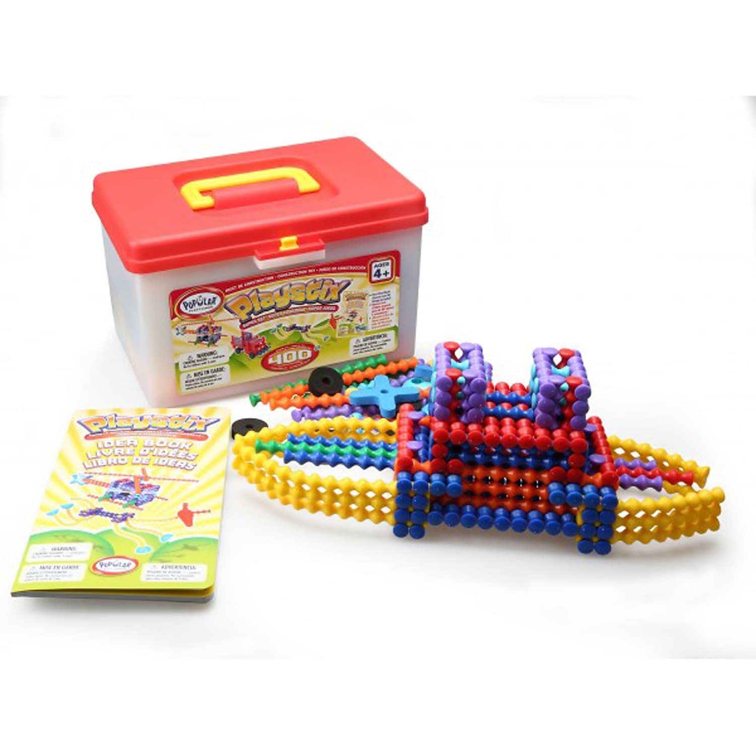 POPULAR PLAYTHINGS Playstix Super Set - 400 Piece STEM Construction Toy Building Blocks Kit (90004) for Kids Ages 4-8 | Creative Learning, Classroom Activities & Birthday Gifts