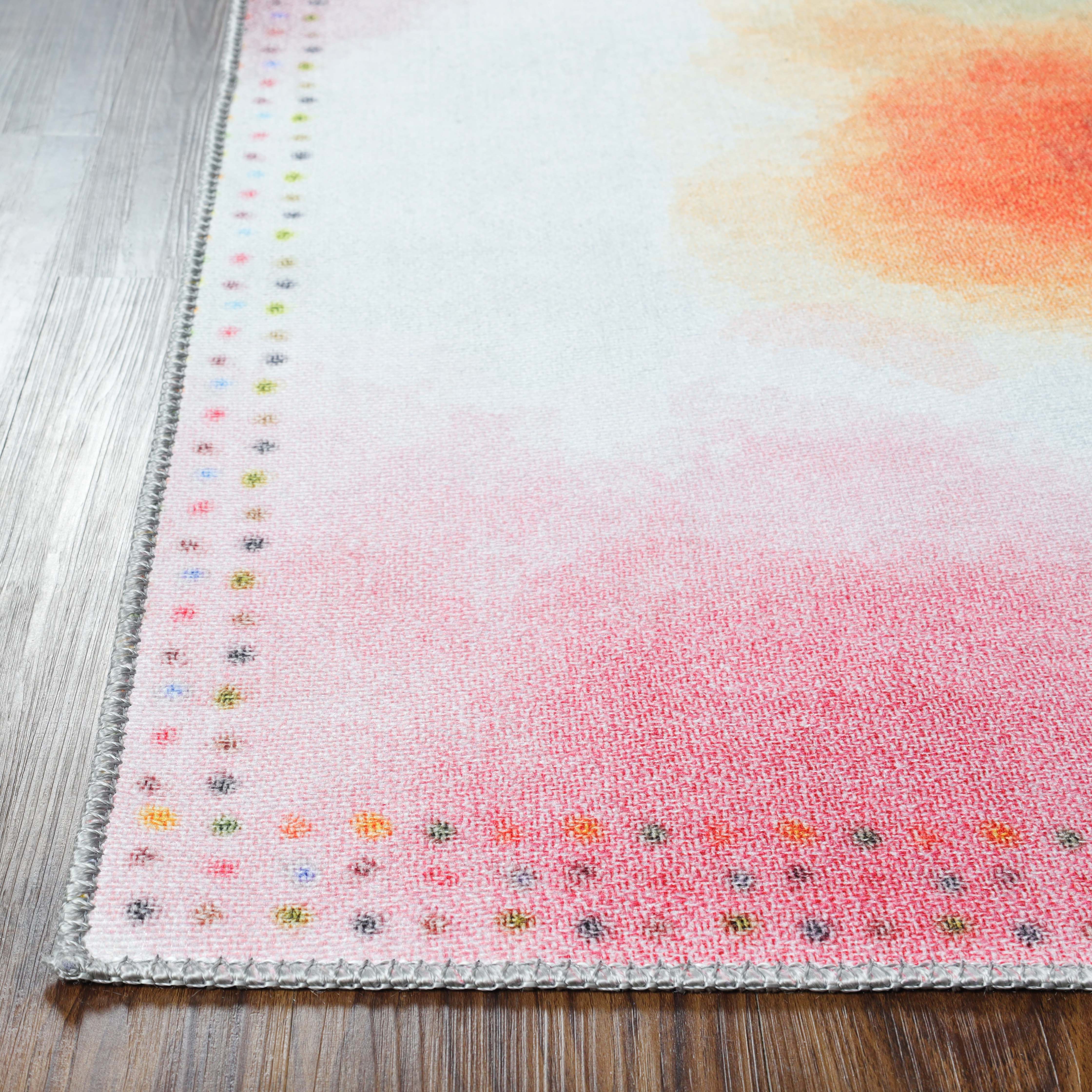 Blossom Kids Non-Slip Area Rug - Colorful Playroom Rug with Anti-Skid Backing for Nursery, Bedroom & Play Areas | Soft Kids Floor Mat for Safety & Style