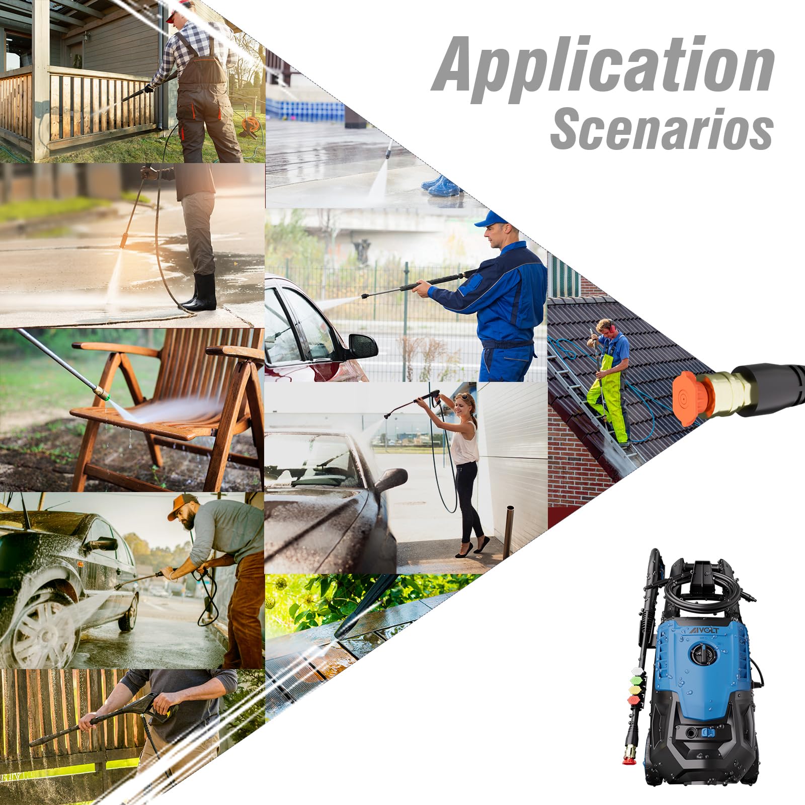 AIVOLT 4000PSI Electric Pressure Washer - Portable High Power Pressure Cleaner with 4 Nozzles & Foam Cannon for Car Washing, Fence Cleaning, Deck Maintenance & Outdoor Surface Cleaning | Perfect for Home, Garage, Driveway & Patio Use