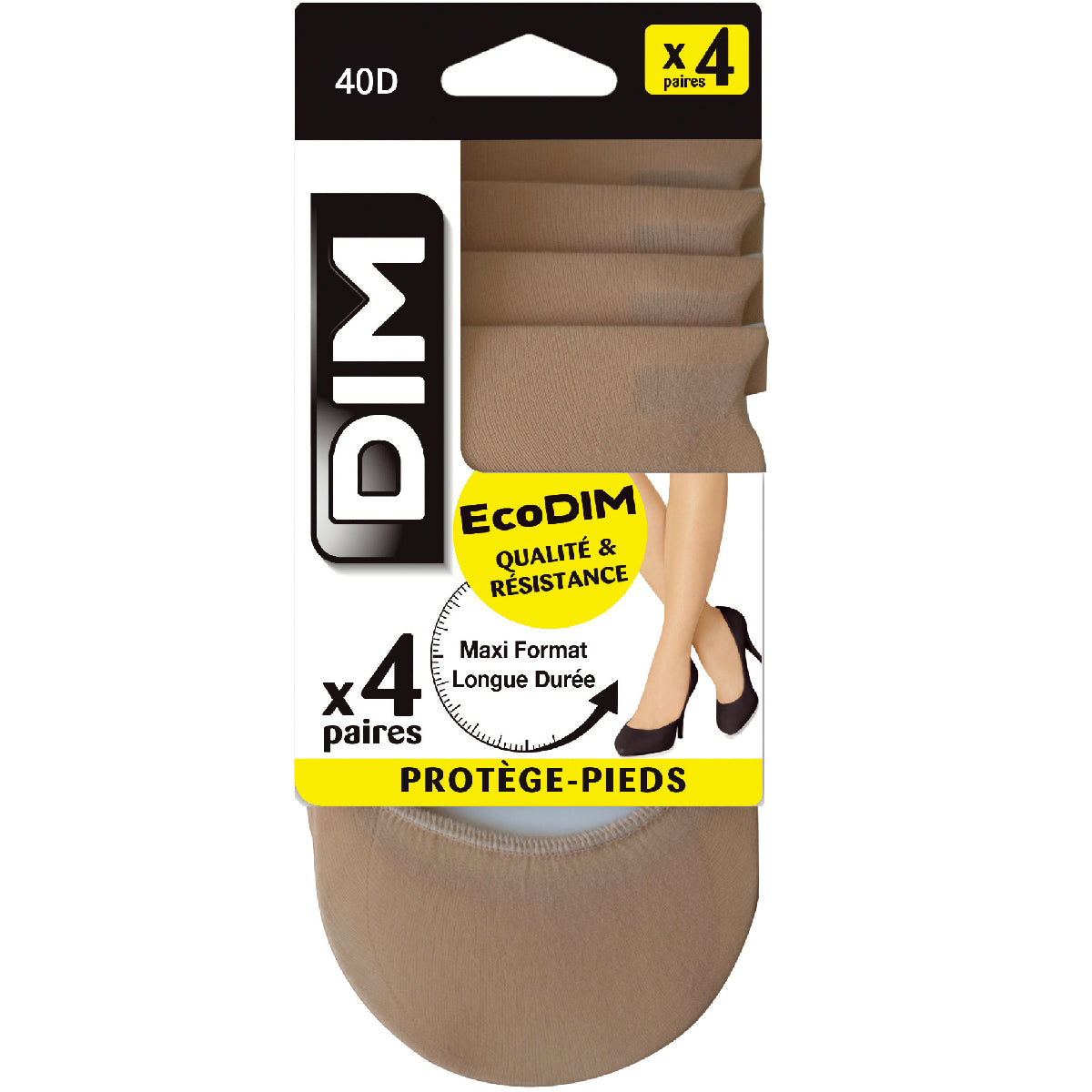 4-Pack EcoDIM 40D Opaque Light Skin Tone Foot Protectors - Perfect for Open-Toe Shoes, Sandals & Preventing Blisters