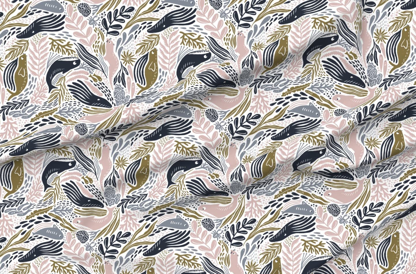 Pink Navy Water Waterways Printed Minky Fabric by The Yard - Soft Plush Material for Sewing Baby Blankets, Quilt Backing & DIY Crafts - Perfect for Nursery Decor, Baby Shower Gifts & Home Decor Projects