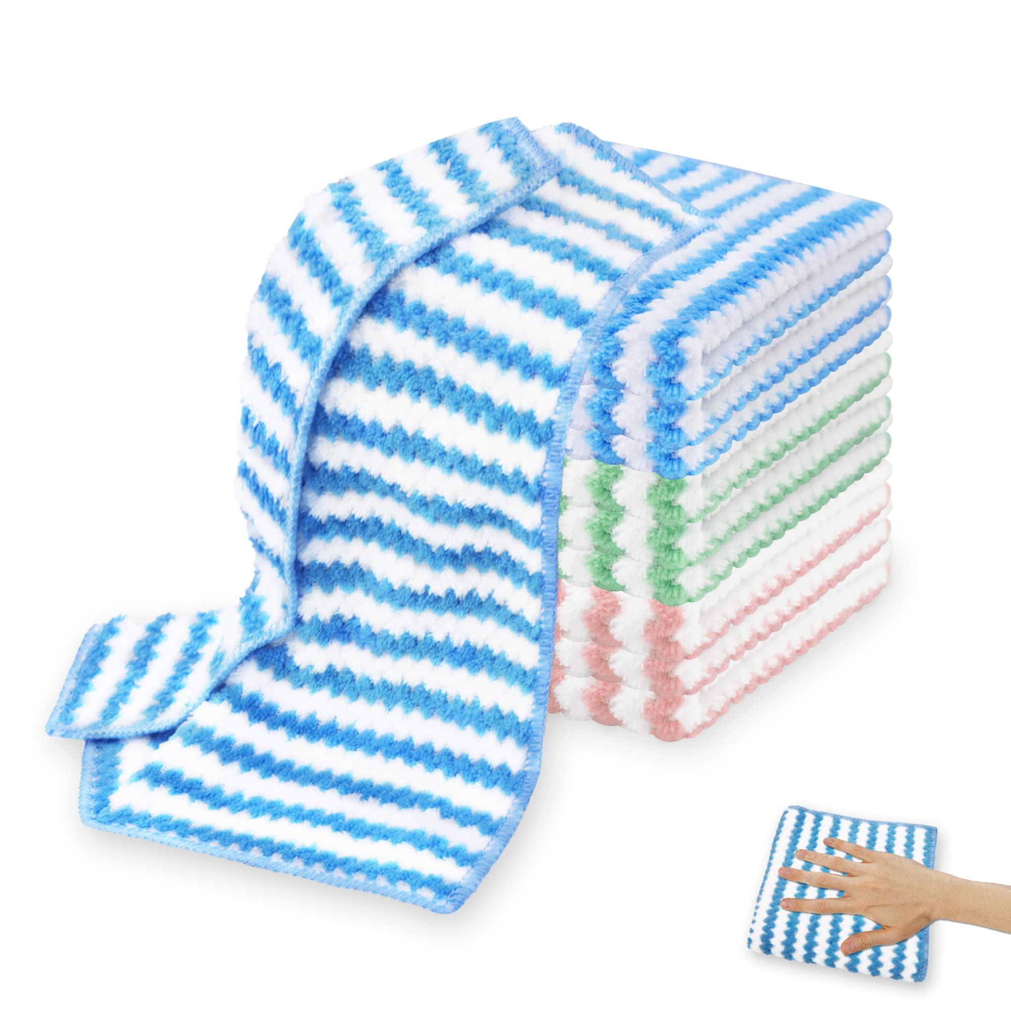 Premium Microfiber Cleaning Cloths - Super Absorbent, Washable & Reusable (10 Pack, 12x12 Inch) - Multipurpose Kitchen Towels, Dish Cloths, Car Detailing Rags for Glass, Windows, Mirrors & More - Odor-Free & Lint-Free for Streak-Free Shine - Perfect for Home, Office, Auto Care & Outdoor Use