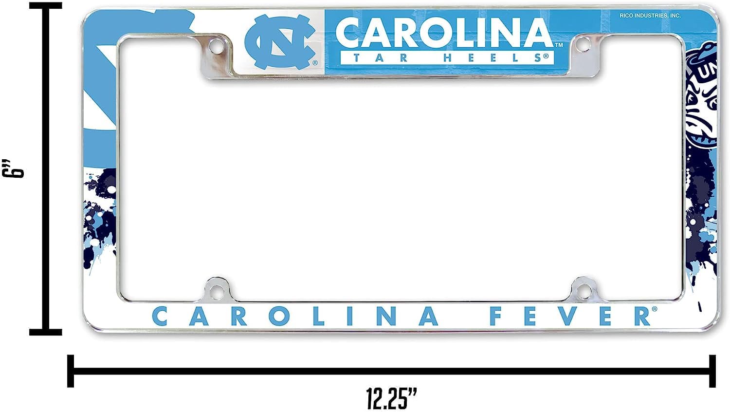 North Carolina Tar Heels Chrome Metal License Plate Frames (Set of 2) - Bold Full Frame Design for Cars & Trucks - Perfect for UNC Fans & Alumni Gifts