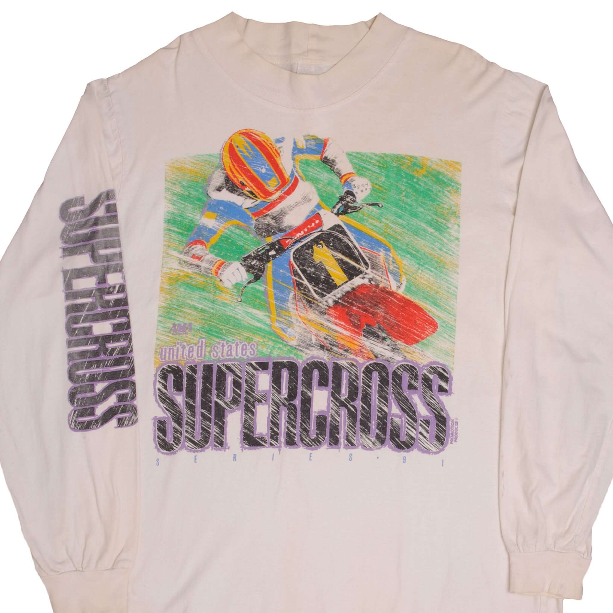 Vintage AMA Motocross USA Supercross 1991 Long Sleeve T-Shirt - Size XL - Retro Motorcycle Racing Tee for Men & Women - Perfect for Racing Fans, Bikers, and Vintage Apparel Collectors