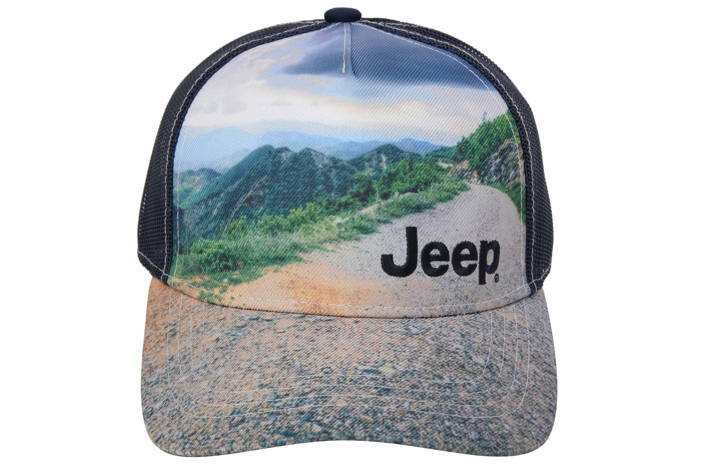 Jeep Premium Trail Scenery View Hat for Men & Women - Navy Blue Outdoor Adventure Cap for Hiking, Camping & Travel Accessories