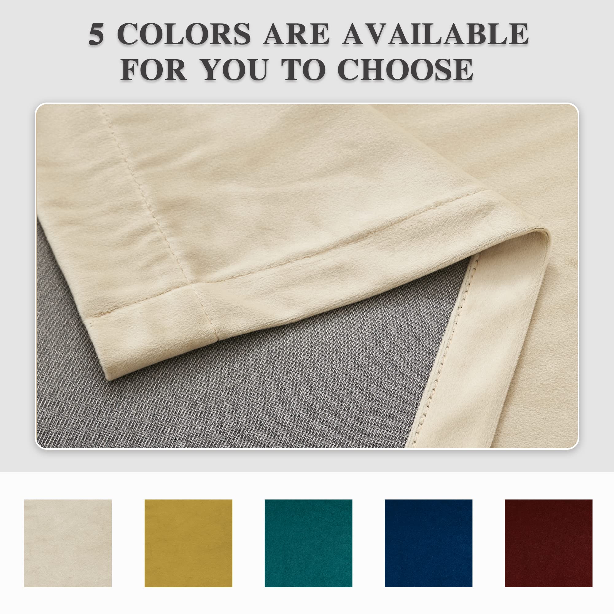 MASWOND Extra Long 16ft Velvet Curtains - Thermal Insulated Blackout Drapes with Noise Reduction for Loft & 2 Story Living Room - 52