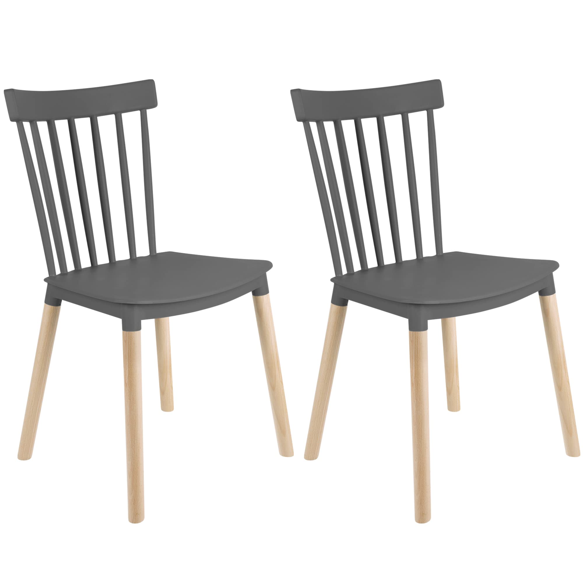 Modern Plastic Dining Chairs with Wood Legs - Armless Contemporary Design for Living Room, Bedroom, Kitchen, Restaurant & Cafe - Perfect for Home Dining, Office Waiting Areas & Commercial Spaces