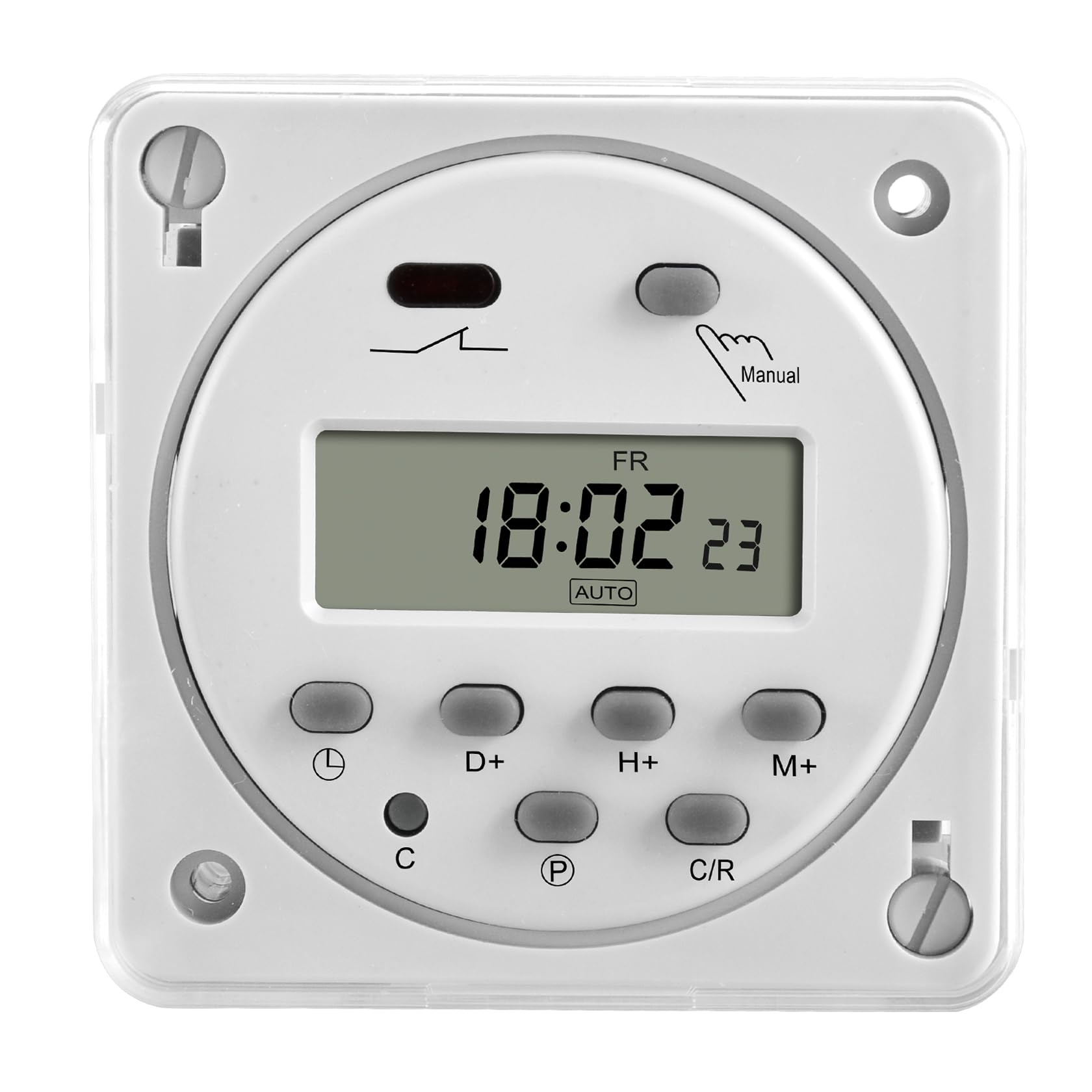 Digital LCD Weekly Programmable Timer Relay Switch CN101A - 16A SPST, 200-230V AC with Waterproof Cover (CE Certified, White) - Ideal for Home Automation, Irrigation Systems & Electrical Appliances