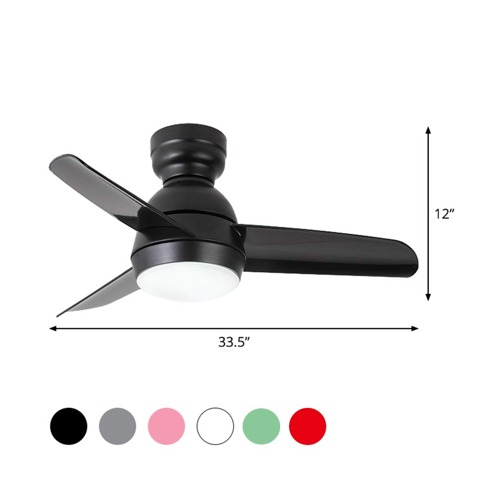 KWOKING 3-Blade Ceiling Fan with LED Light and Remote Control - Modern Adjustable Speed Bedroom Fan with Multicolor Lighting, Reversible Function for Kids Room, Living Room & Nursery | Energy Efficient Cooling & Ambient Lighting Solution