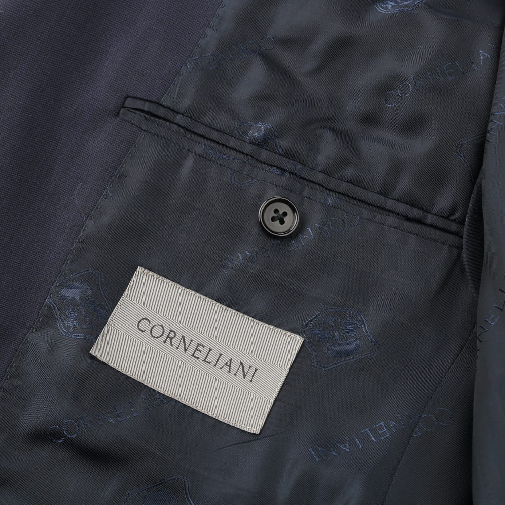 Premium CORNELIANI Bi-Stretch Wool Suit for Men - Navy Blue Slim Fit Business Attire | Perfect for Office, Weddings & Formal Events