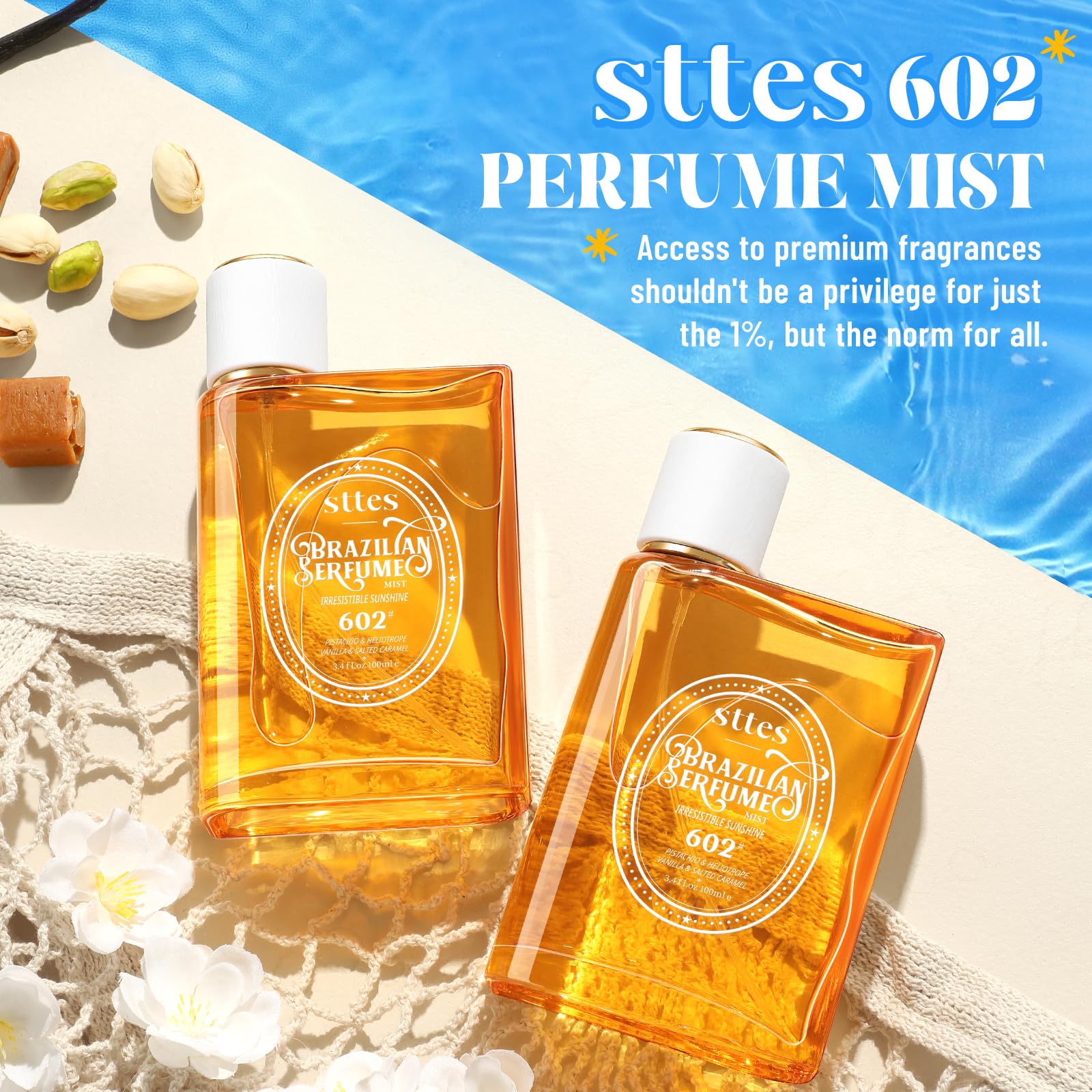 Brazilian Vanilla Pistachio Caramel Sunflower Perfume Spray for Women - 2 Pack (6.8 fl oz each) | Long-Lasting Fragrance for Hair & Body | Perfect for Date Nights, Office Wear & Special Occasions