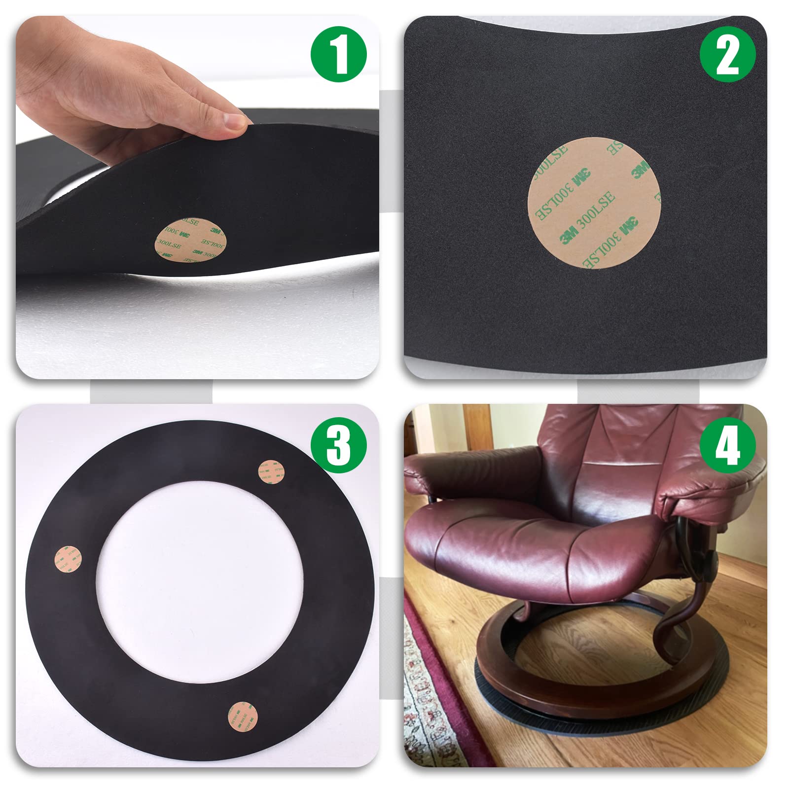 Non-Slip Rubber Furniture Pads for Recliners & Swivel Chairs - 25.2