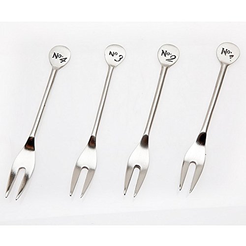 Premium Stainless Steel Cocktail Forks - Set of 4 Elegant Numbered Appetizer Forks for Parties, Weddings & Cocktail Events